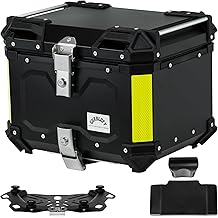 Motorcycle Top Case, 45L Aluminum Motorcycle Trunk, Tail Box Bag with Anti-Theft Lock System, Waterproof, Rustproof and Dustproof, Easy Installation with Universal Bracket, Black