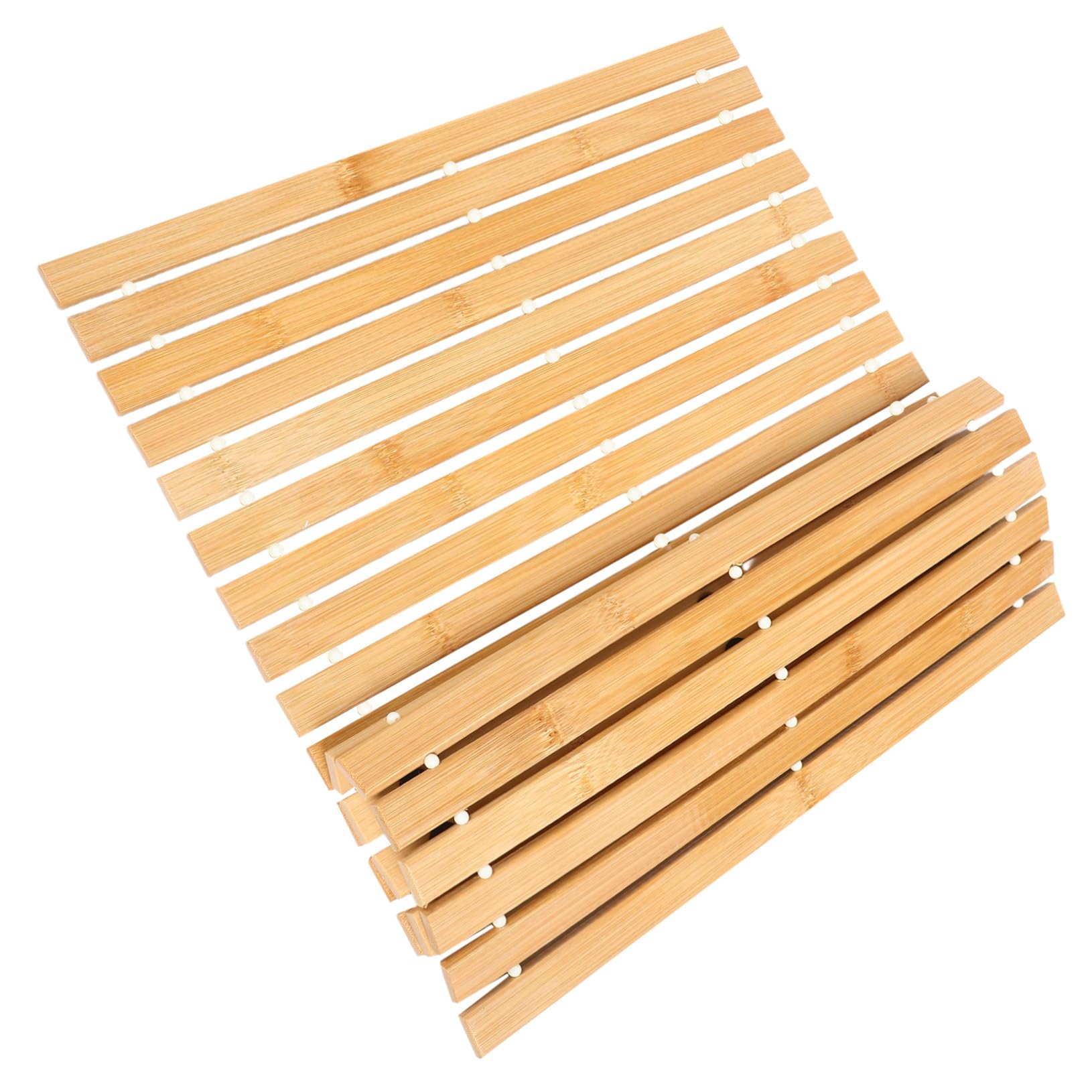 Tapis de bambou pliable pour éliminer les glissades dans la salle de bain