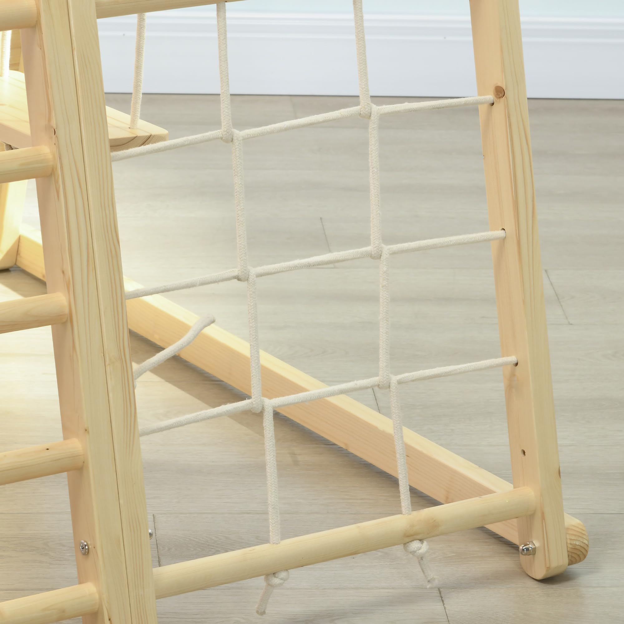 Indoor Jungle Gym,5 in 1 Toddler Climbing Toys with Monkey Bars, Wooden Climbing Wall, Rope, for 3+ Years Old