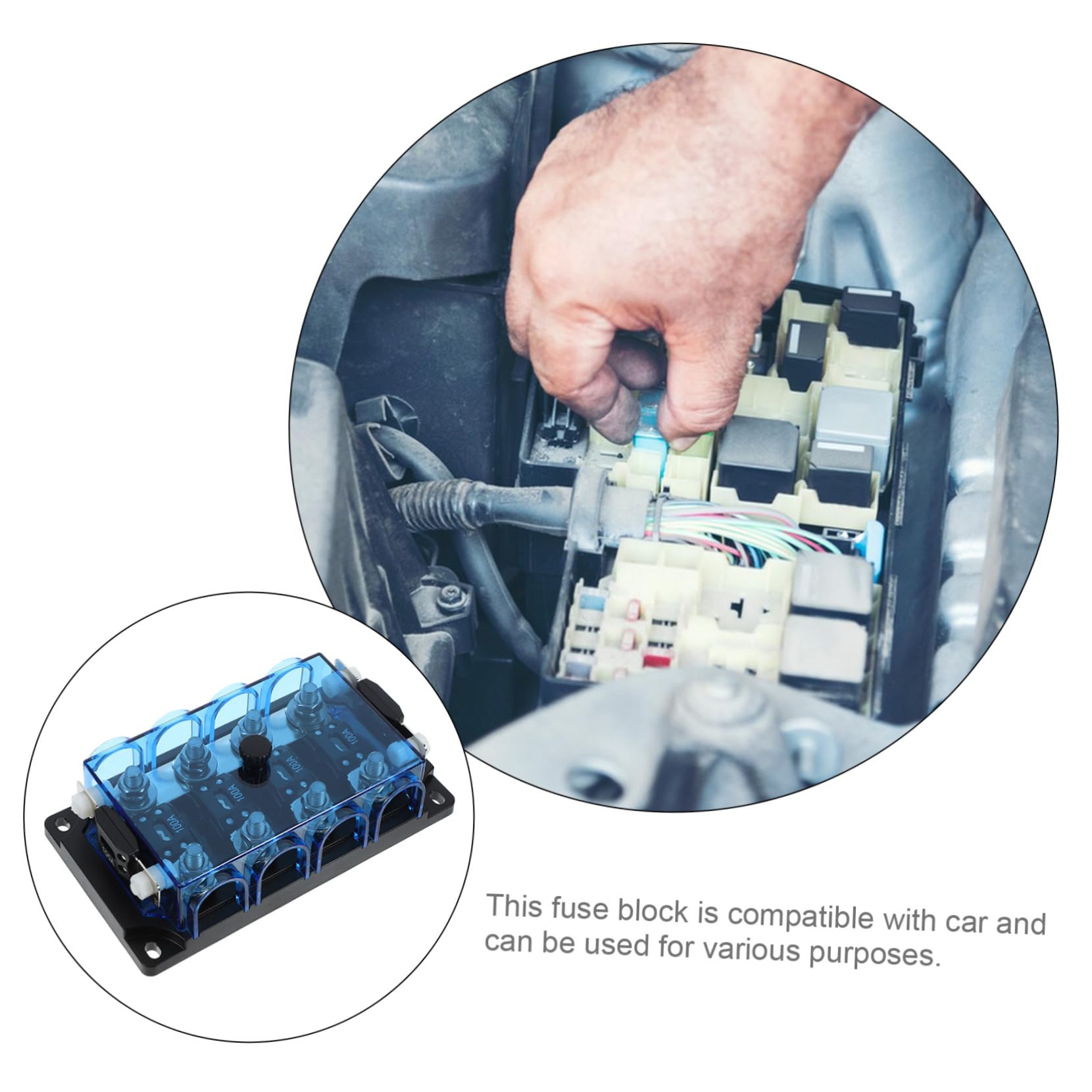 GLEAVI Caja de Fusibles para Coche de 4 Vías, Portafusibles de Plástico Negro para Moto y Automóvil, Instalación Fácil, Protección Eléctrica