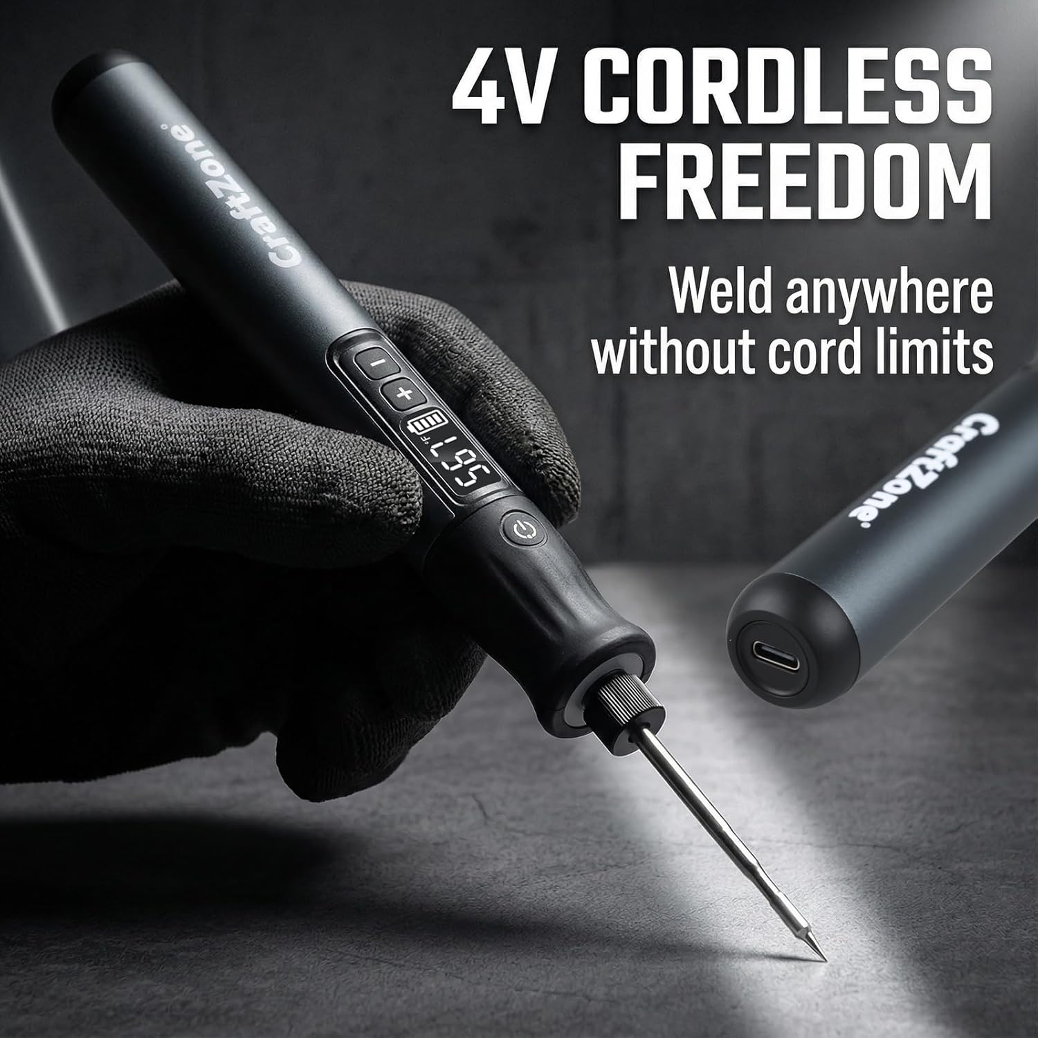 Soldering Iron Kit 3 High-Precision Soldering Tips Auto Sleep & Cordless Soldering Iron 7 Seconds Fast Heat Soldering Iron(392°F-842℉) USB-C Portable Soldering Pen for Fine-Precision Repair