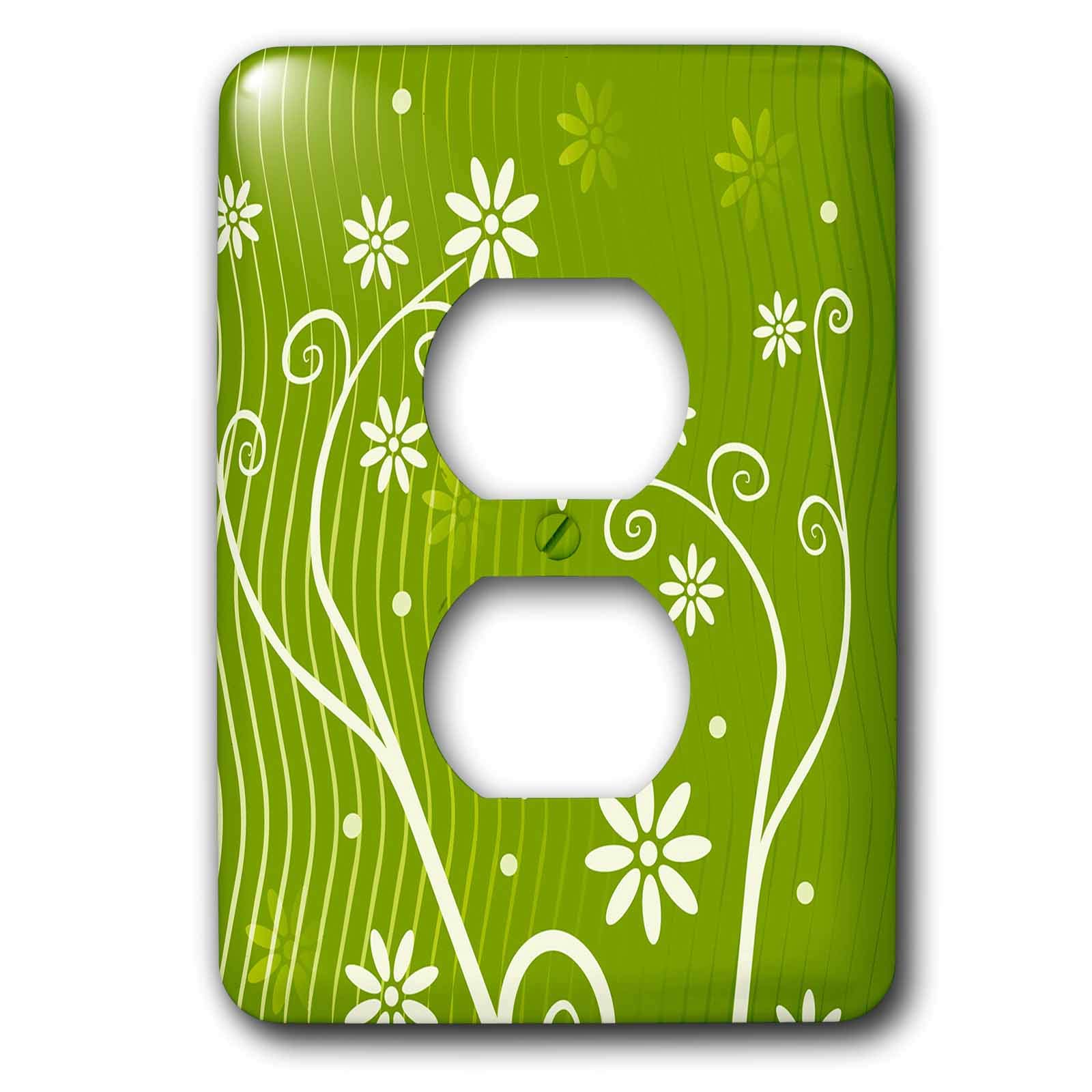 Blossom Flowers sur fond vert double prise murale décorative 3dRose