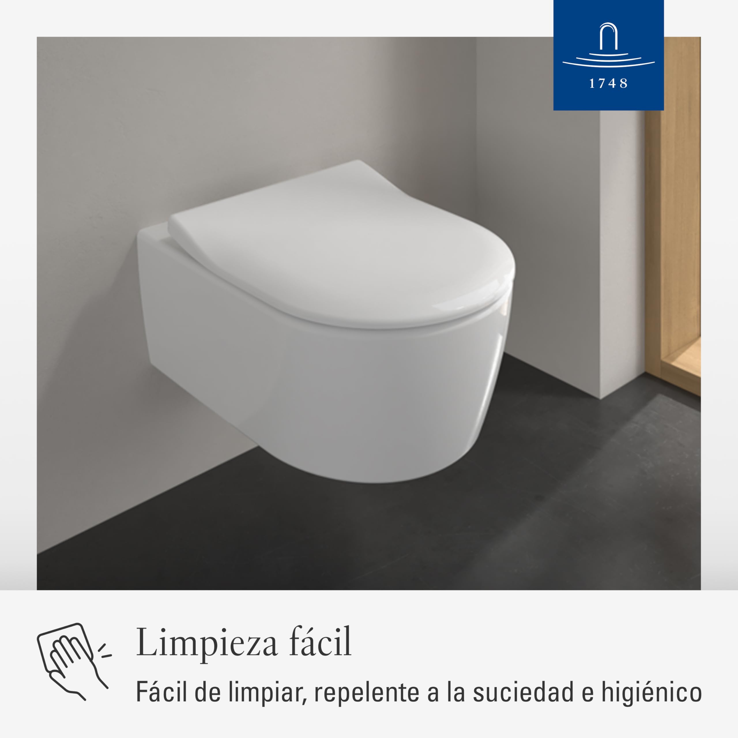 Villeroy & Boch Avento SlimSeat asiento WC, forma en D – Blanco Alpino | Con cierre amortiguado, extraíble, de Duroplast antirroturas, repuesto original, 9M87S101