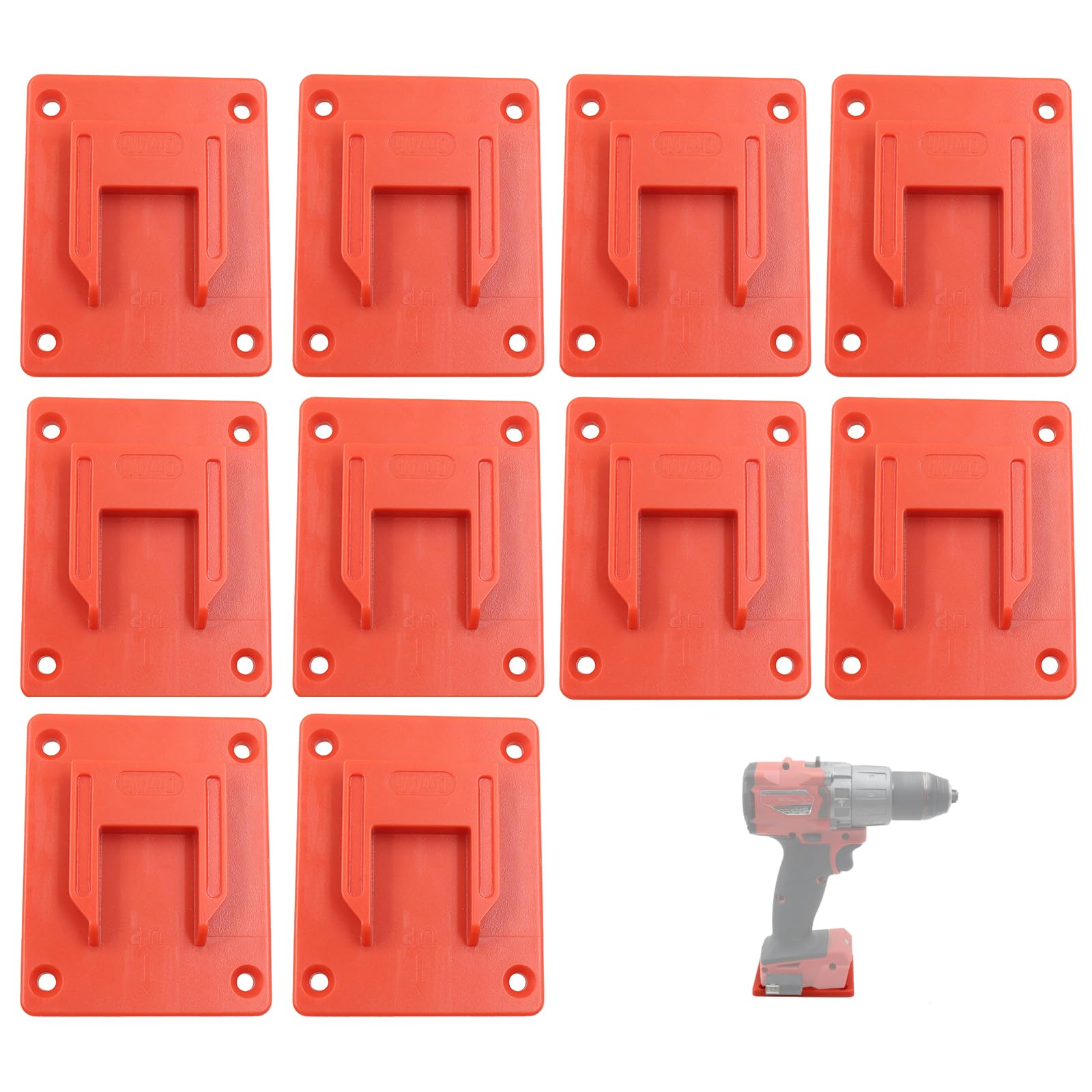 10 Packs Tool Holder Compatible with Dewalt 18V & Milwaukee M18 Tools Wall Mount Storage Rack Drill Tools Fixing Bracket on Wall Bench with Screws