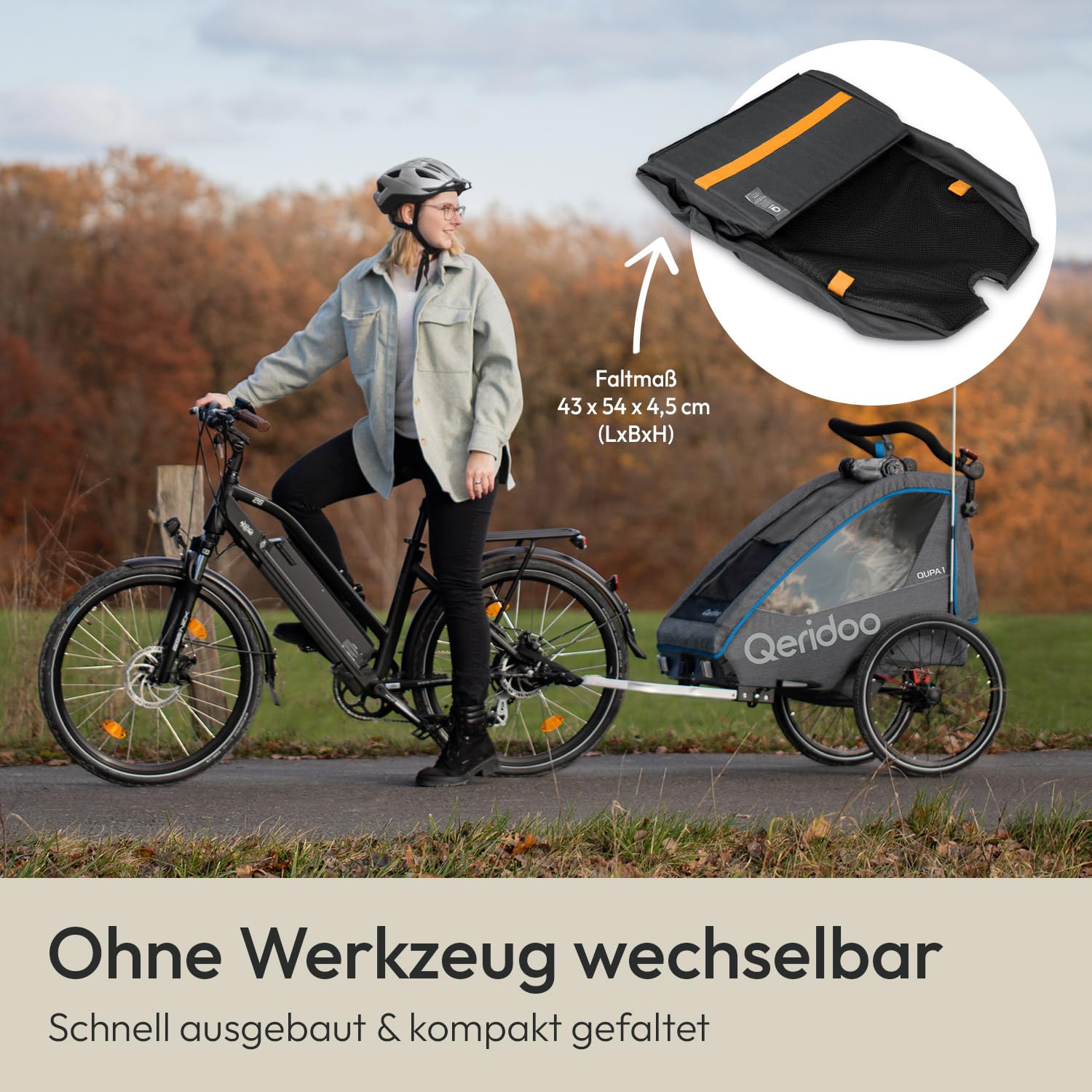 Qeridoo Cargo Einlegeplatte Einsitzer | Zubehör für Fahrradanhänger | Verwandelt Kinderfahrradanhänger in Lastenanhänger | Inklusive Zurrgurte & Klemmstange | Einfache Montage & sichere Fixierung