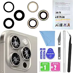 ASDAWN Substituição de vidro da lente traseira da câmera traseira para iPhone 16 Pro de 6,3 polegadas e iPhone 16 Pro Max 17.5 cm substituição da lente da câmera com adesivo pré-instalado + kit de