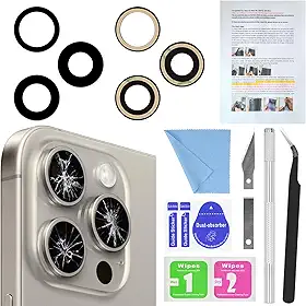 ASDAWN Substituição de vidro da lente traseira da câmera traseira para iPhone 16 Pro de 6,3 polegadas e iPhone 16 Pro Max 17.5 cm substituição da lente da câmera com adesivo pré-instalado + kit de