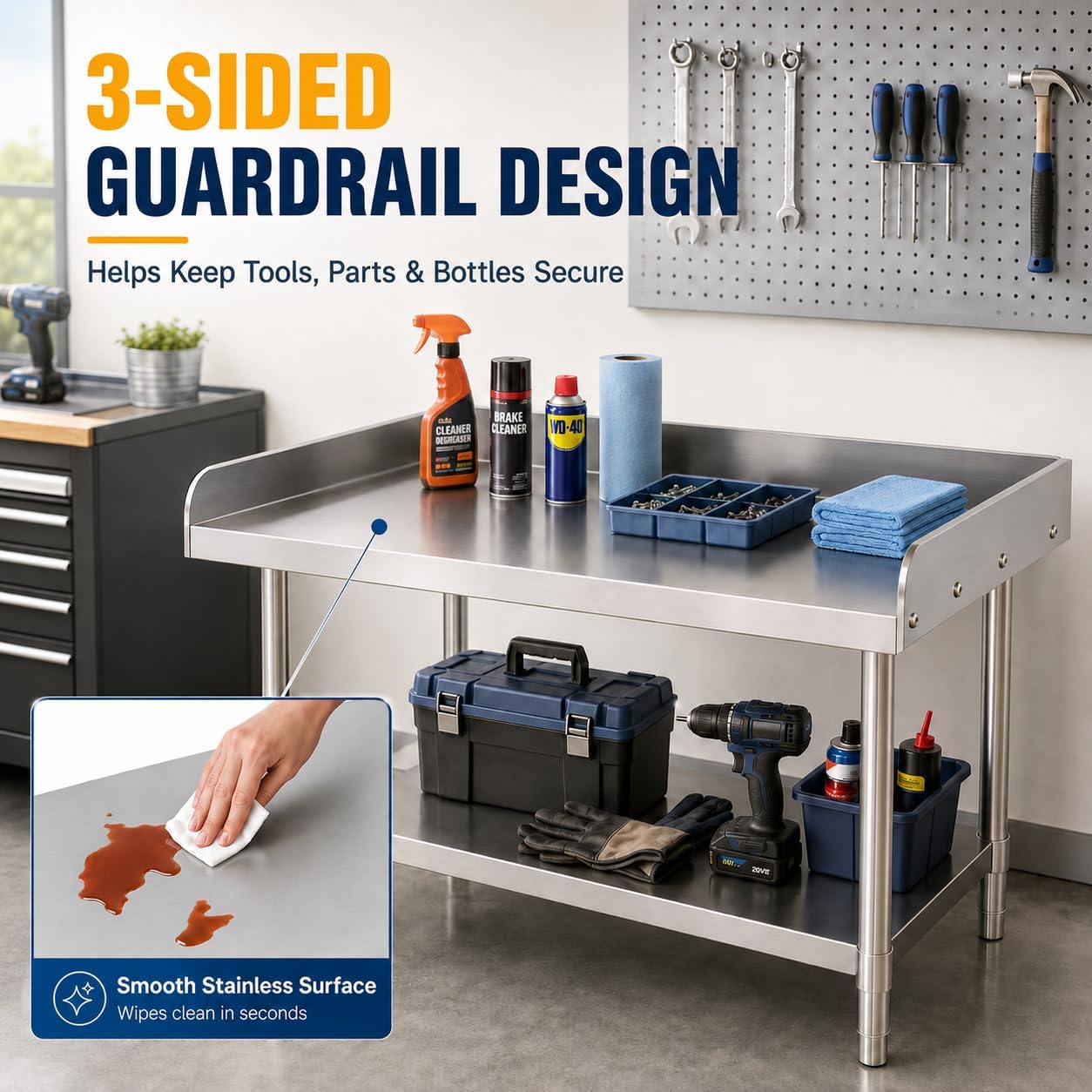 Stainless Steel Equipment Stand, 24 x 24 x 26 Inch Work Table