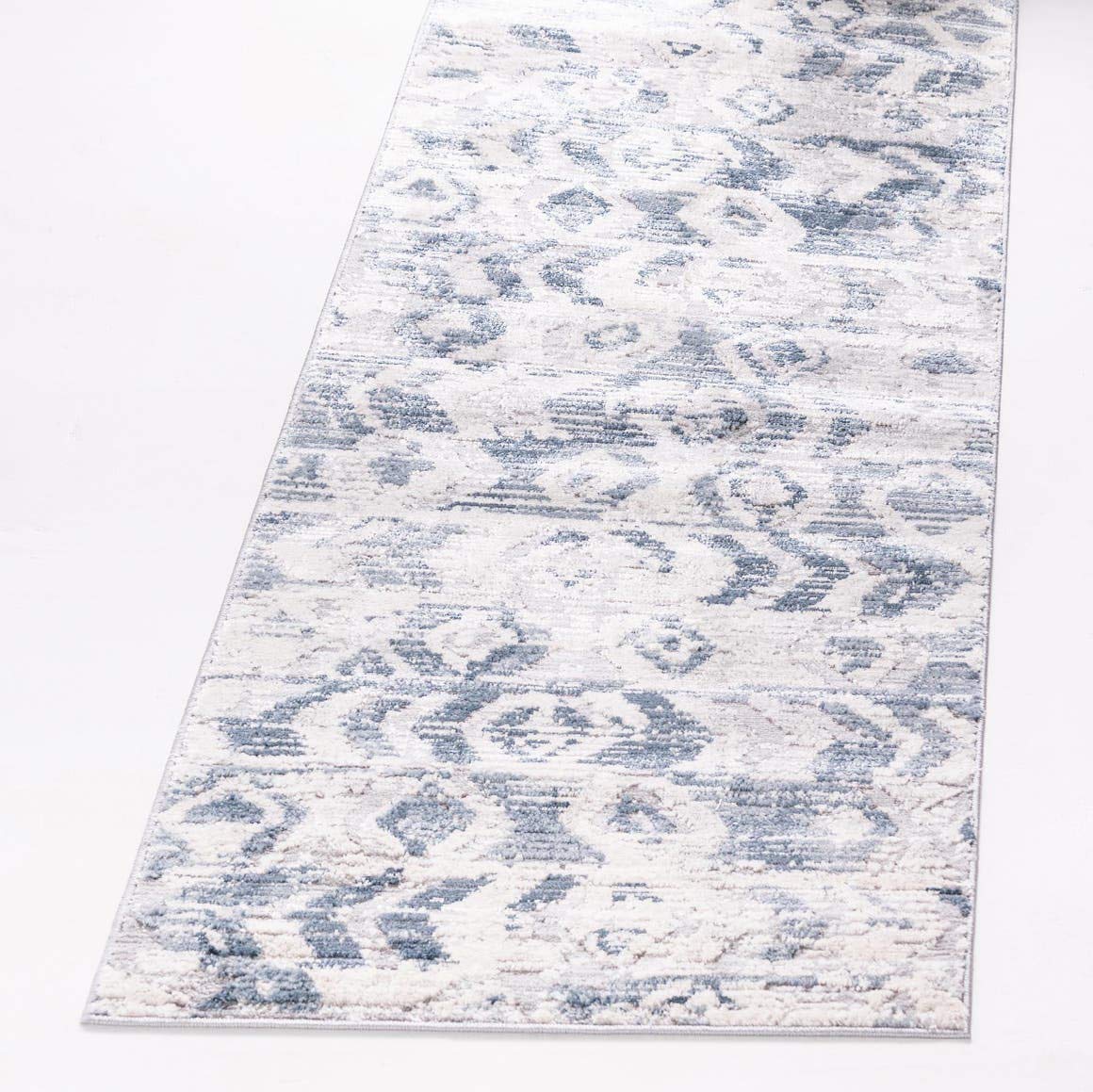 Rugs.Com Caspian Collection Runner Rug – 6 Ft Runner Blue Low-Pile Rug Perfect for Hallways, Entryways
