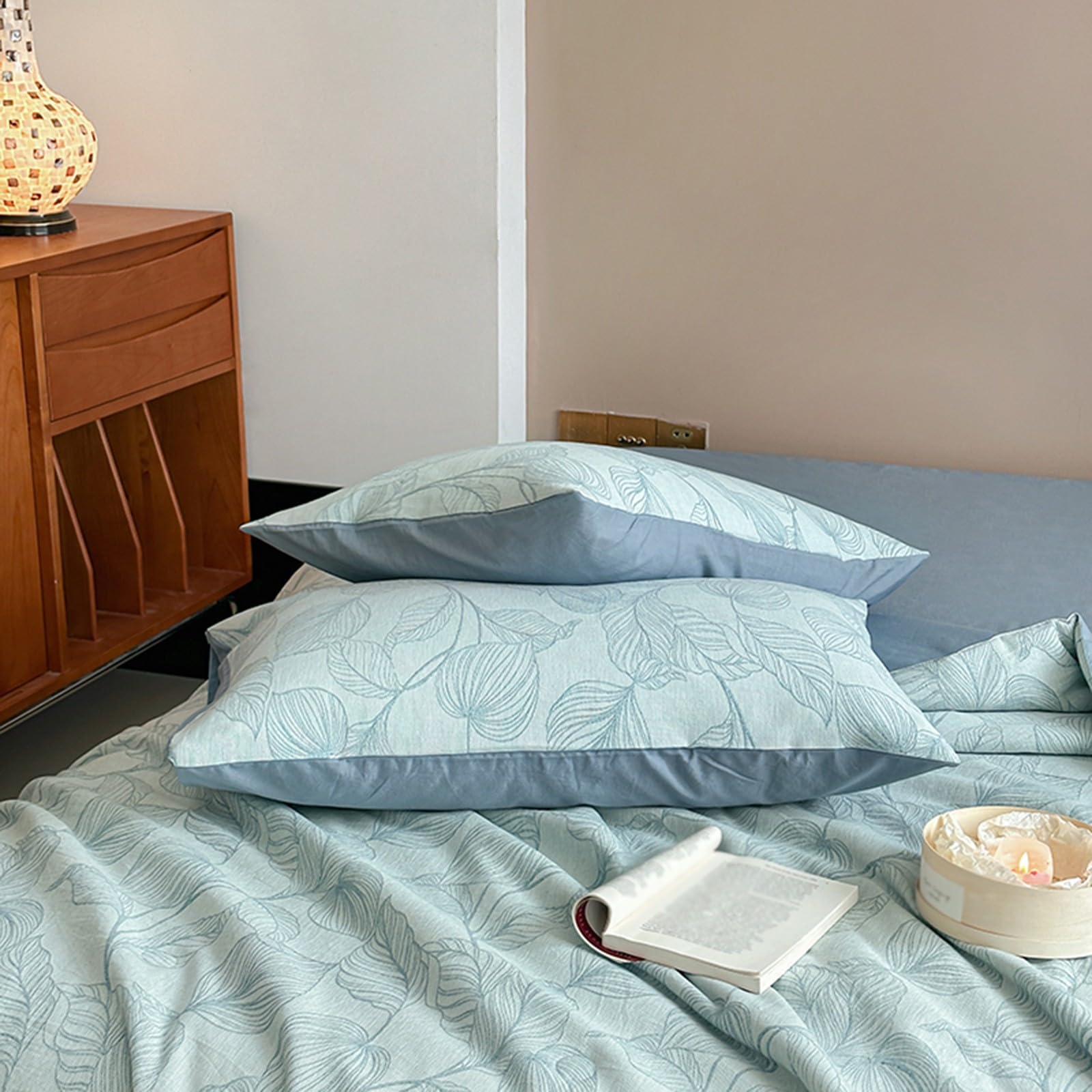 Set Copripiumino con Lenzuola, copripiumini e Coperte rinfrescanti per Chi Dorme al Caldo - Trapunta Leggera in Puro Cotone Lavabile in Lavatrice e climatizzata