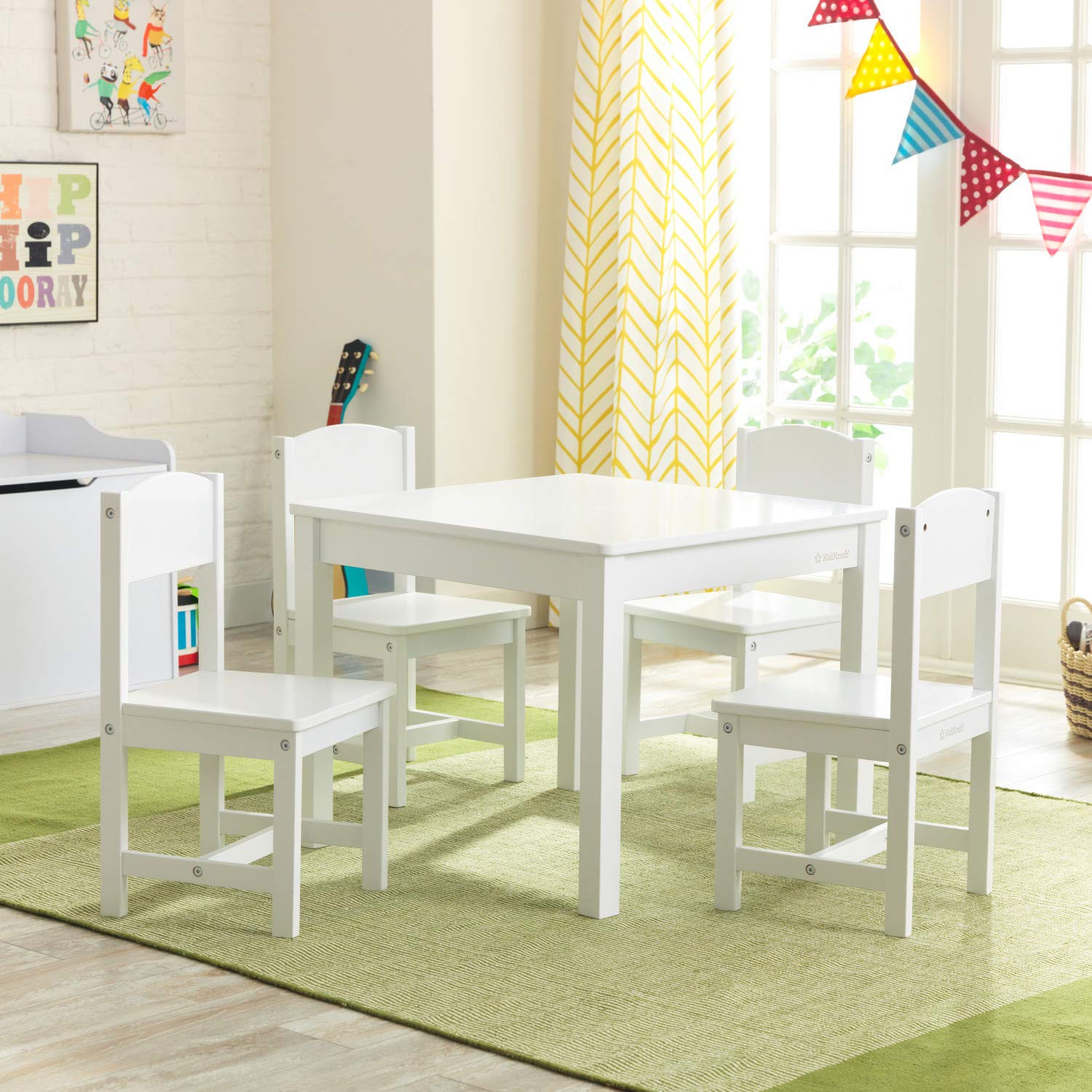 KidKraft Wooden Farmhouse Table & 4 Chairs Set, Children's Furniture