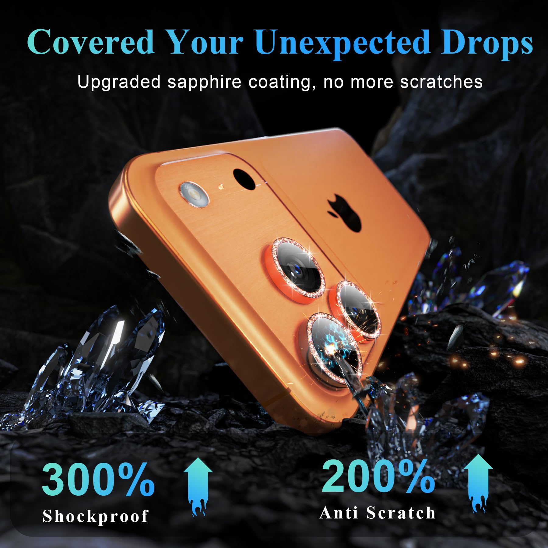 YWXTW Kameraobjektivschutz für iPhone 17 Pro/iPhone 17 Pro Max, [1 Schritt Installationsschale] Panzerglas Displayschutzfolie Metall Individuelle Kamera Abdeckung Zubehör Hüllenfreundlich (Glitzer