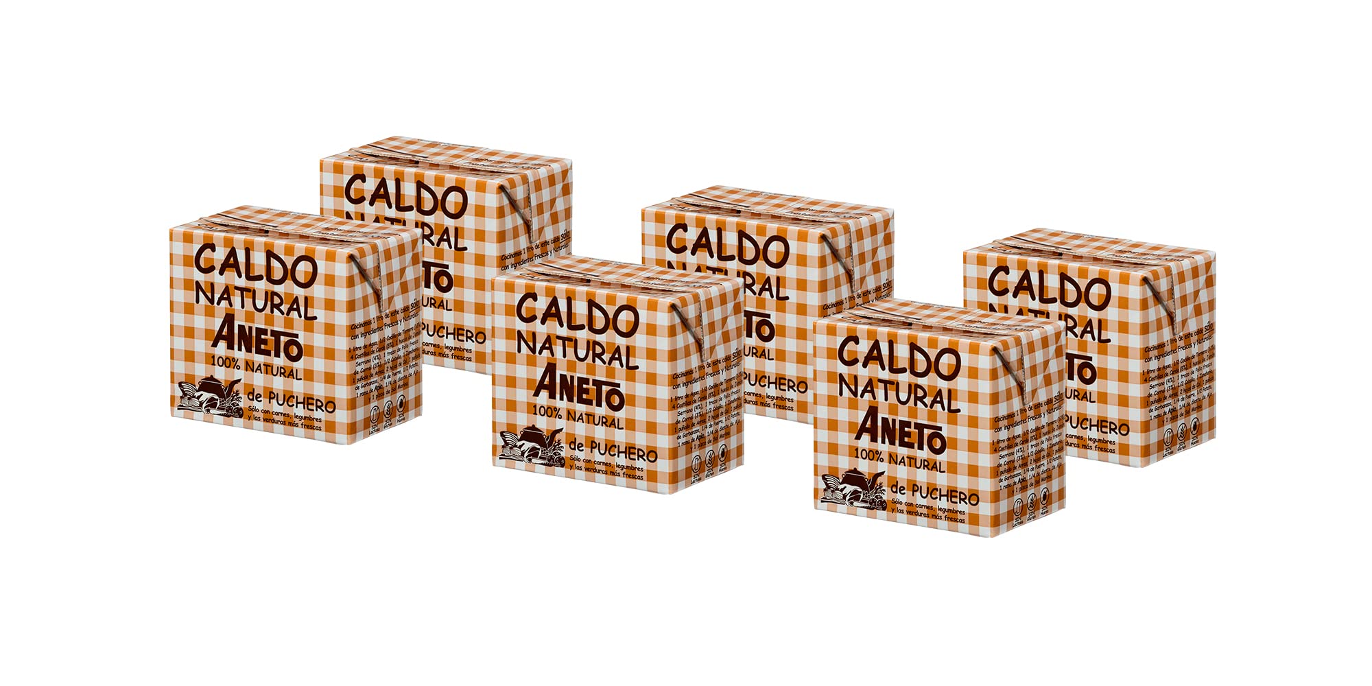 Aneto 100% Natural - Caldo de Puchero - caja de 6 unidades de 0,5 litros