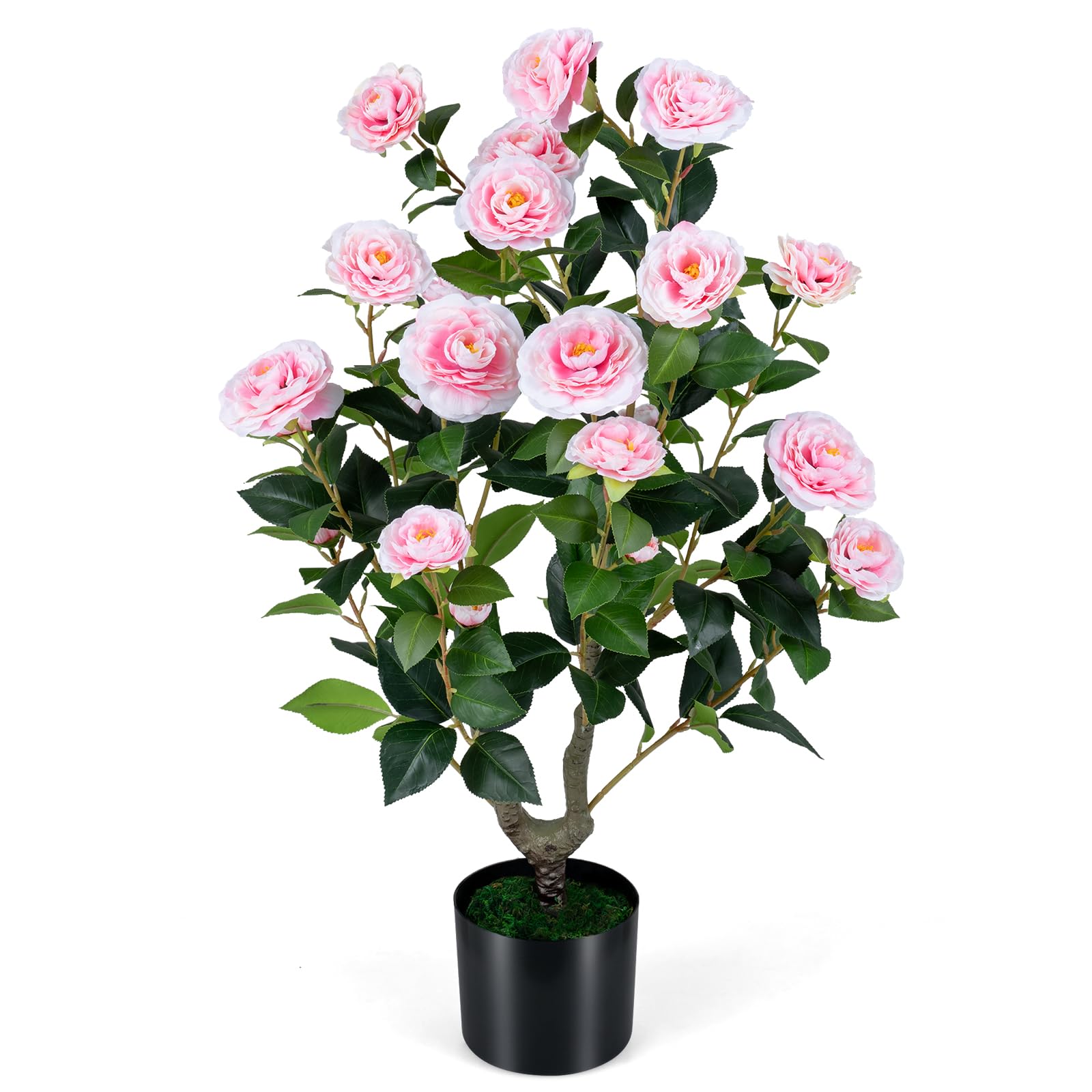 Goplus 35.5 inch Artificial Camellia Tree
