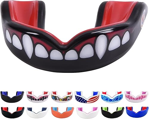 Protector bucal deportivo para niños y jóvenes, sin BPA, para karate, fútbol americano, artes marciales, rugby, boxeo, hockey (incluye estuche de