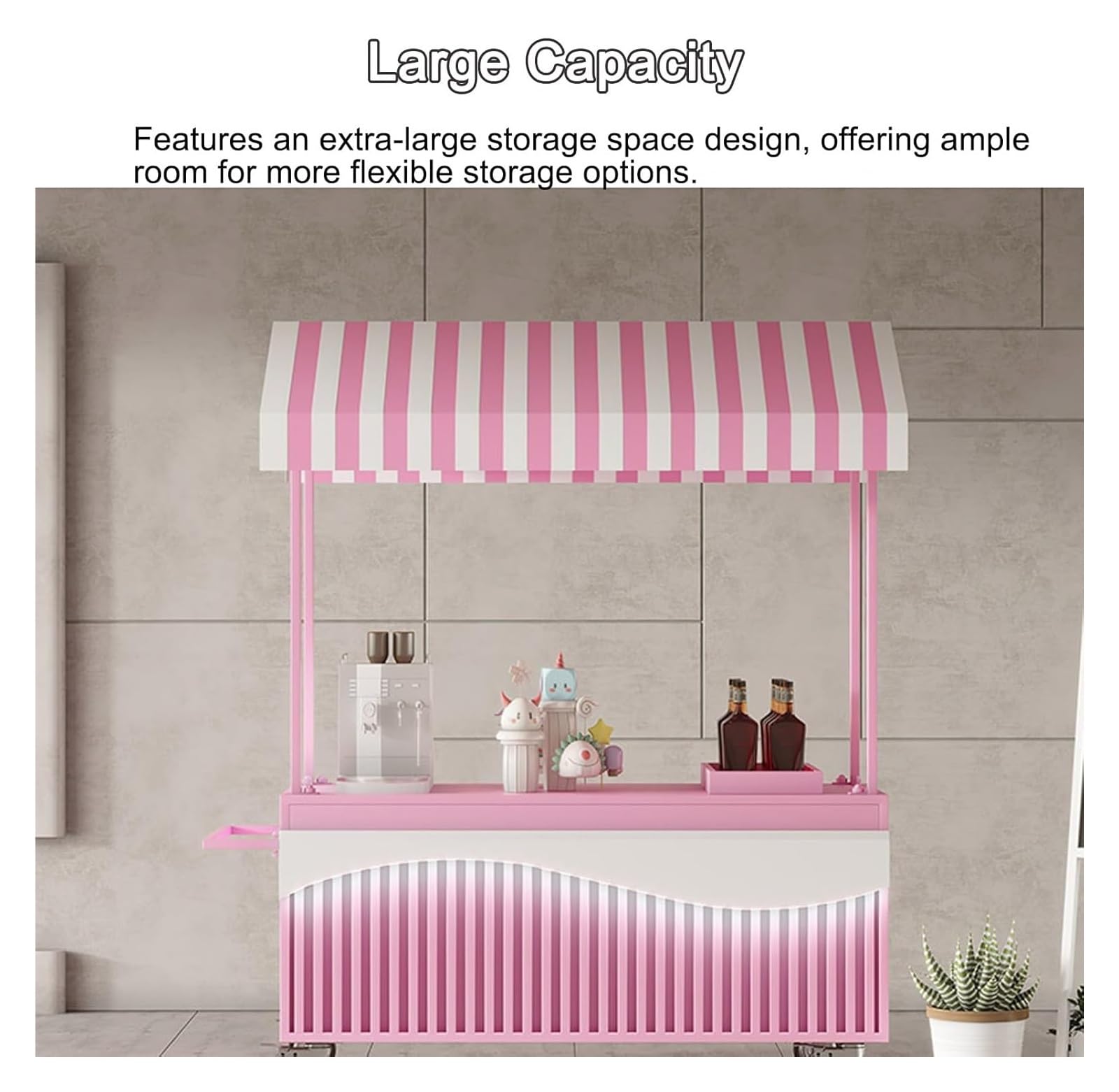 Carro móvil for Venta de Alimentos con Ruedas: Puesto de Mercado de Metal Resistente for refrigerios, Bebidas y Perritos Calientes(Red,140cm/55.1in)