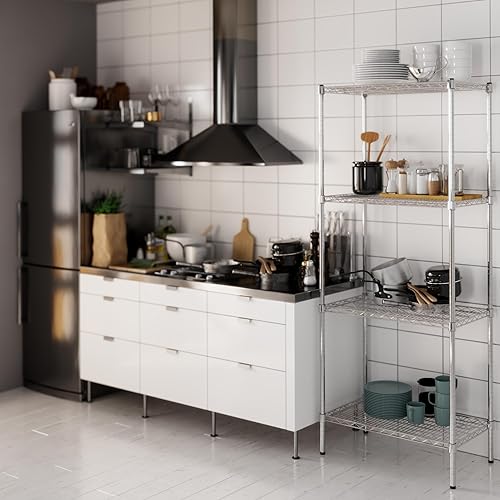 Miniatura 172 de Kit de estantería de alambre cromado de 4 niveles de 24 pulgadas de profundidad x 24 pulgadas de ancho x 64 pulgadas de alto Unidad de estante