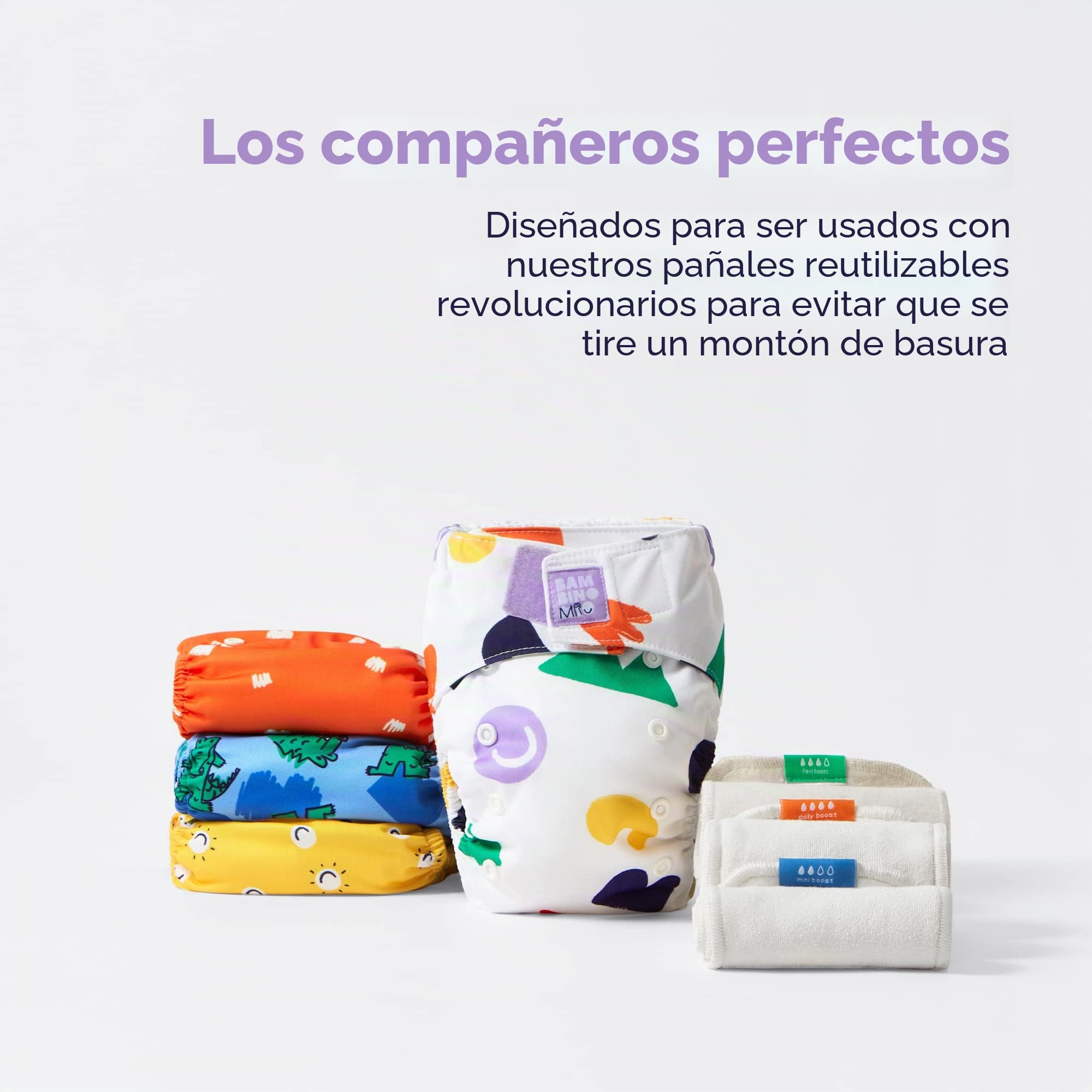 Bambino Mio, Revolucionario potenciador de pañales reutilizable – Daily Boost – Paquete de 3 insertos de pañales suaves para mayor absorción