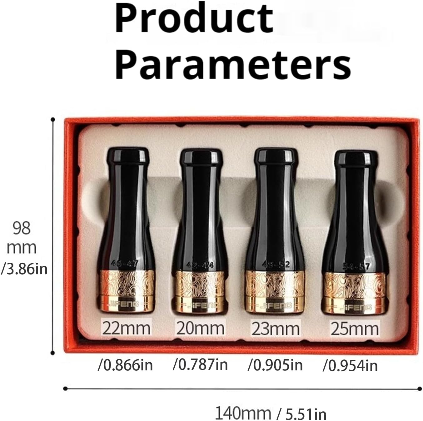 4 Sizes Cigar Holder Mouthpiece Portable Set for Men and Women Short Cigar Holder with Gift Box (Gold)