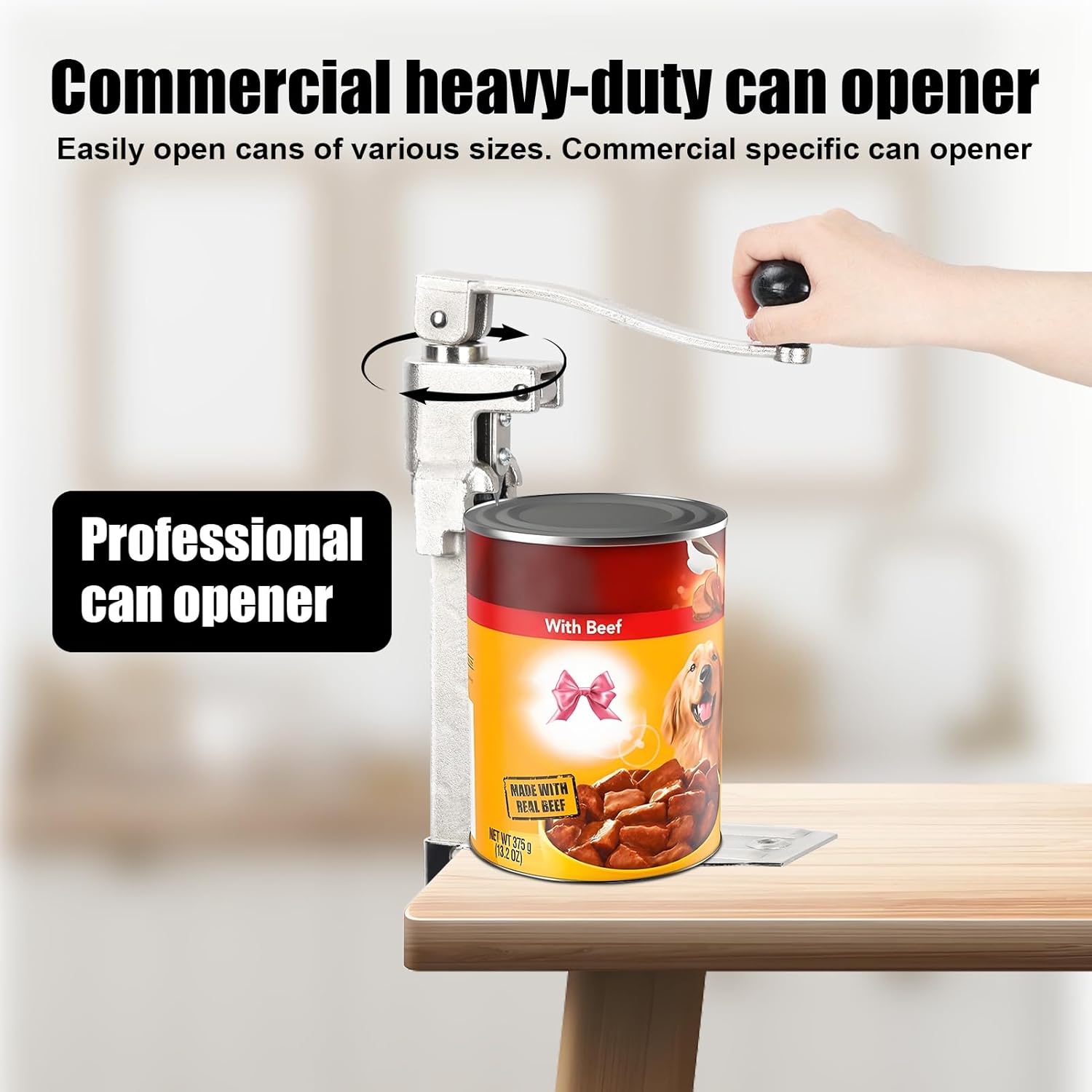 Commericial Can Opener Heavy Duty, Manual Table Can Opener, Industrial Can Opener with Stainless Steel Blade, Professional Can Opener for Restaurant Oversized 11” Can 1 Set