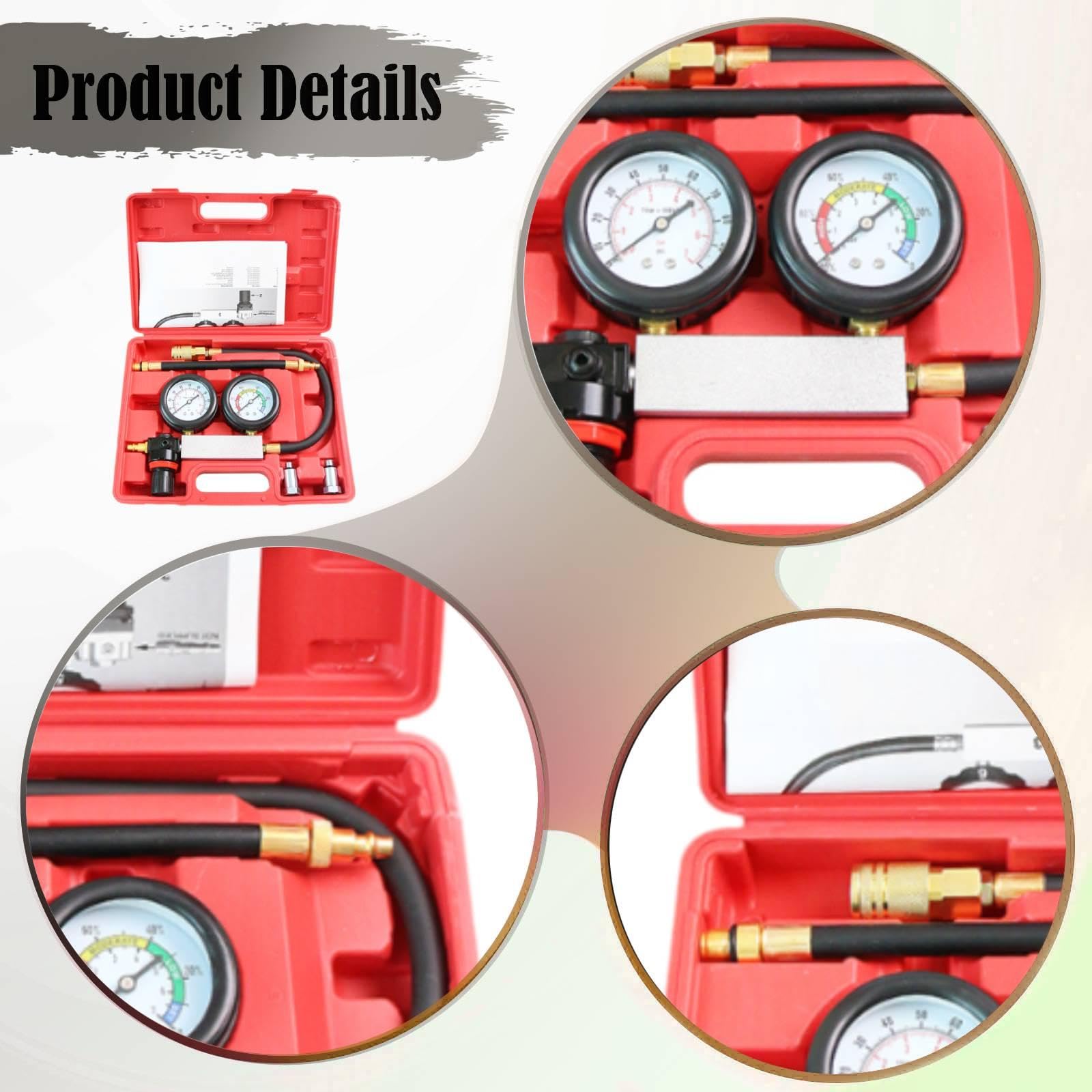 Cylinder Tester Doppio Manometro Kit Compressione Veicoli Rilevatore Perdita Diagnosi Automobili Metallo Portatile Adatto per Officina