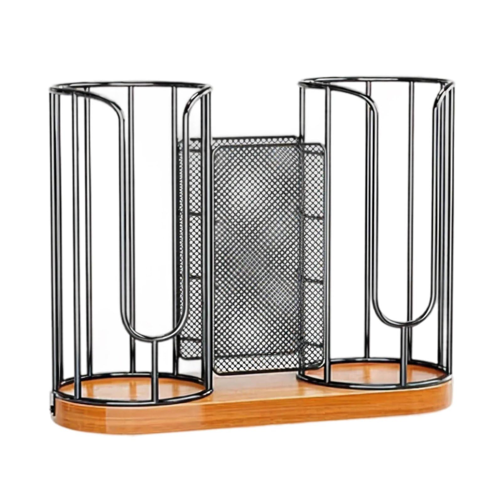 F Fityle Organizador de Escritorio Portavasos Soporte para Tazas Dispensador de Tapas Bandeja para Madera y Metal para Uso Diario Adecuado para Cocina Área de