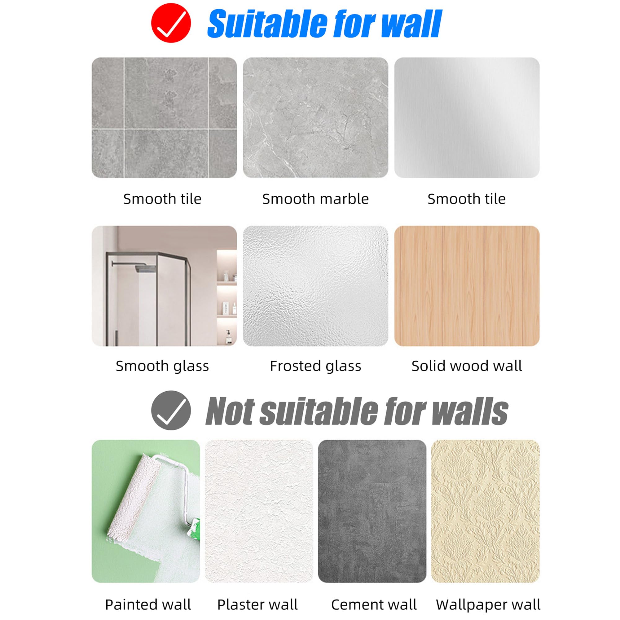 Soporte Secador de Pelo de Aluminio Veki, Porta Secador Sin Taladrar, Montaje en Pared, Colgador para Baño (Gris)