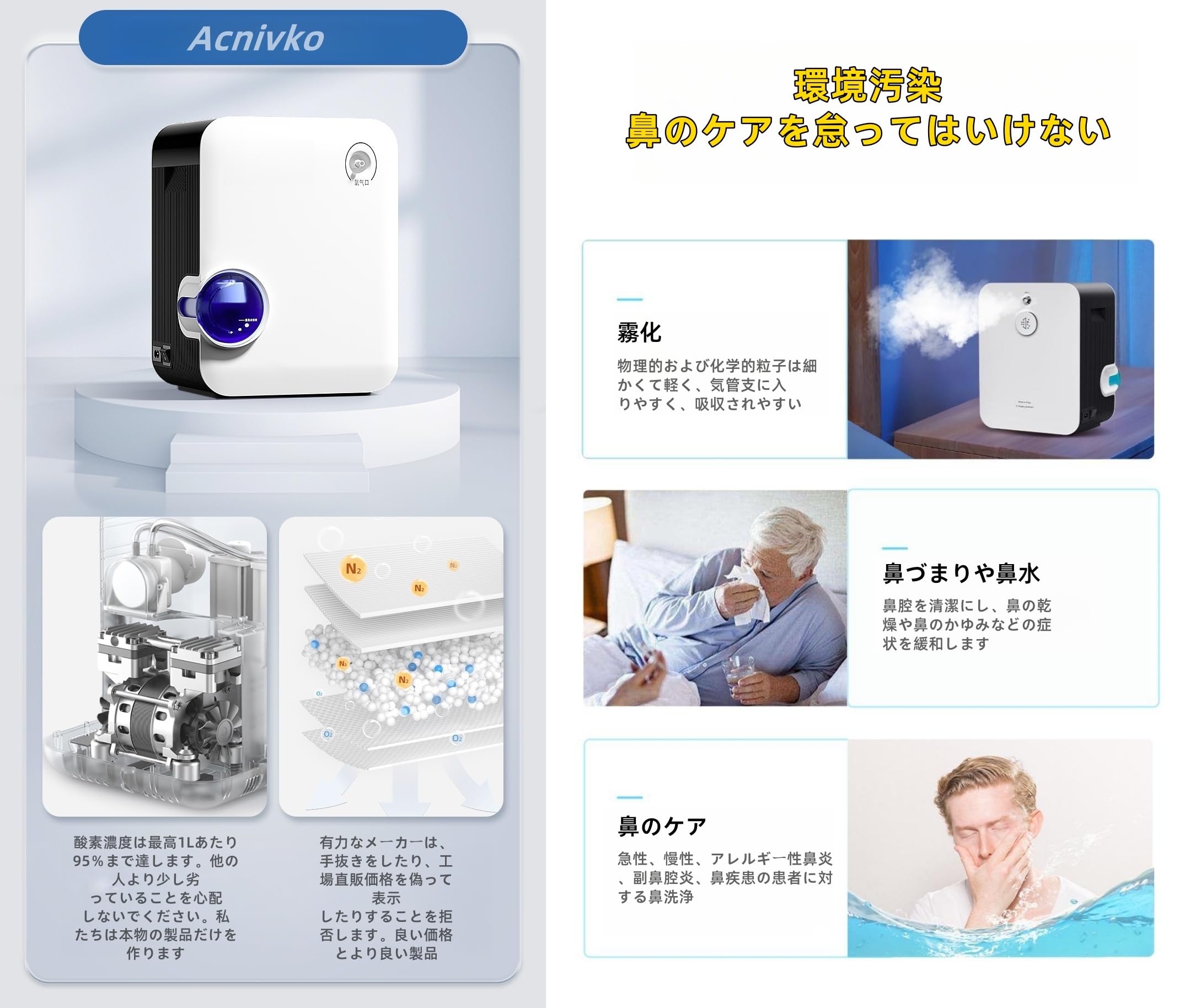 Amazon | Acnivko酸素吸入器 日本製酸素吸入器 酸素発生器 酸素吸入器
