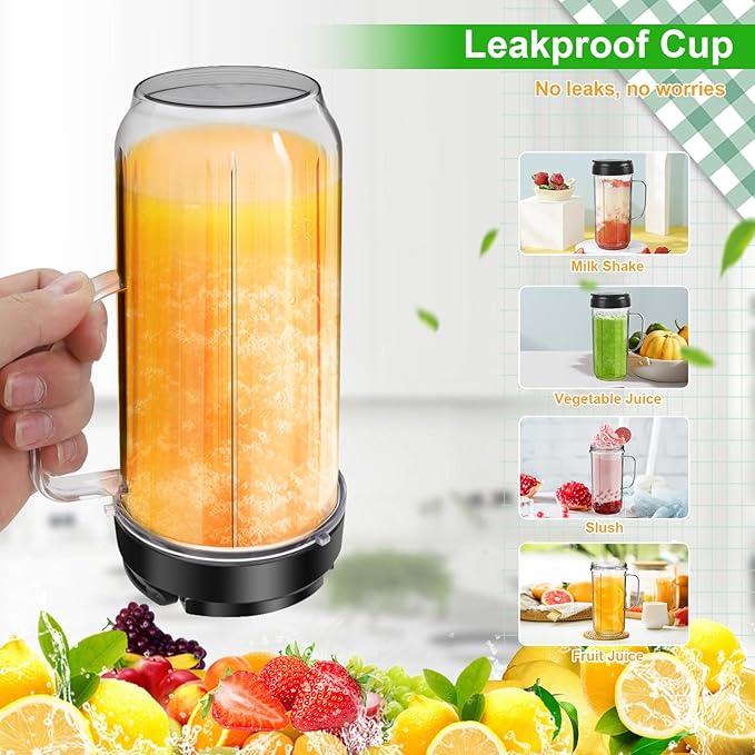 2 Vasos Repuesto Magic Bullet 22oz con Tapa para Licuadora MB1001 miniatura 6