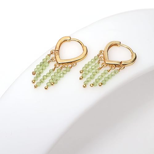 Miniatura 4 de Gempires Natural Peridot Beads Hoop Earring, August Birthstone Jewelry Handmade Hoop Earrings For Women (peridot)