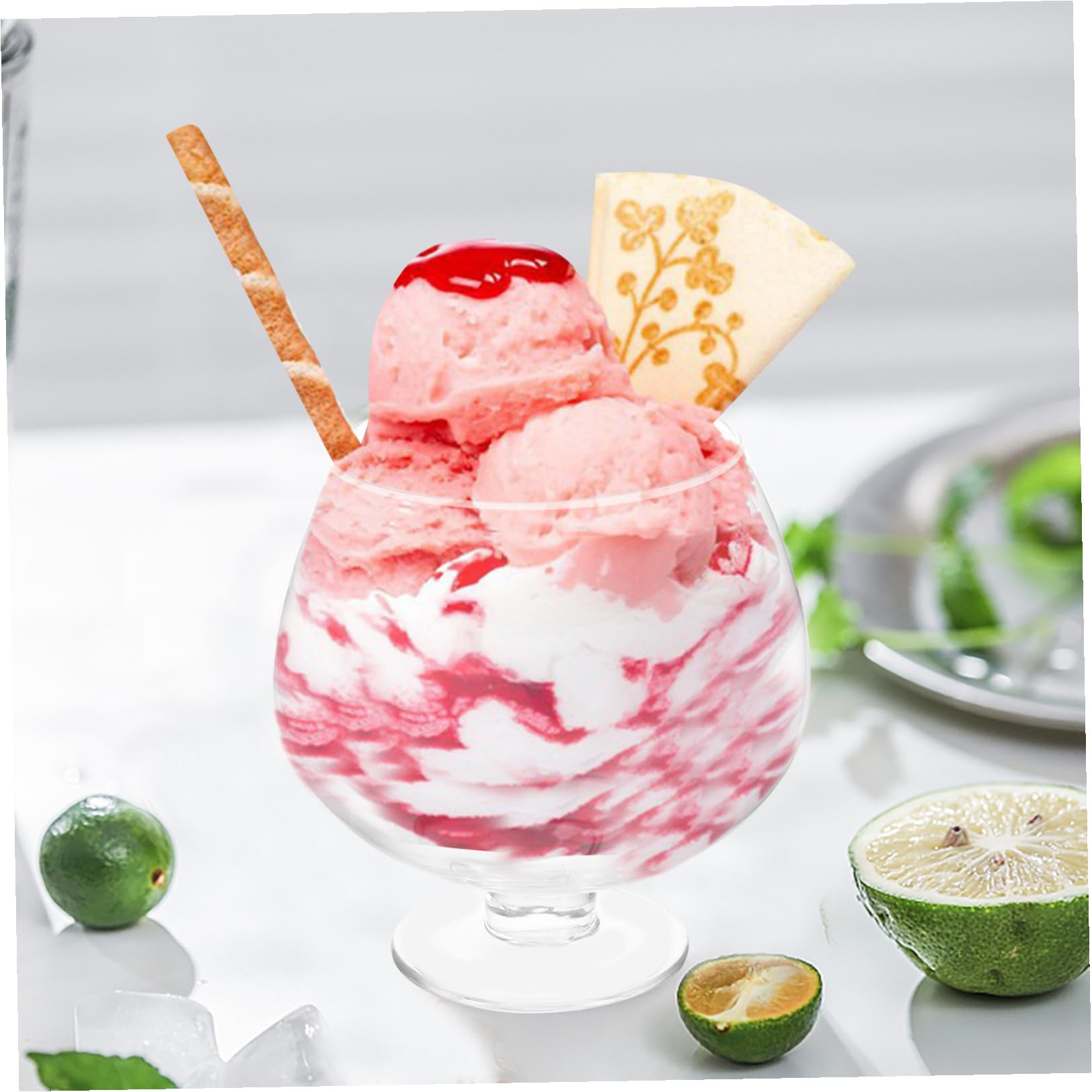 Grande Bicchiere in Vetro per Birra da 1500ml, Resistente al Microonde, Design Raffinato e Semplice per Dessert e Gelati