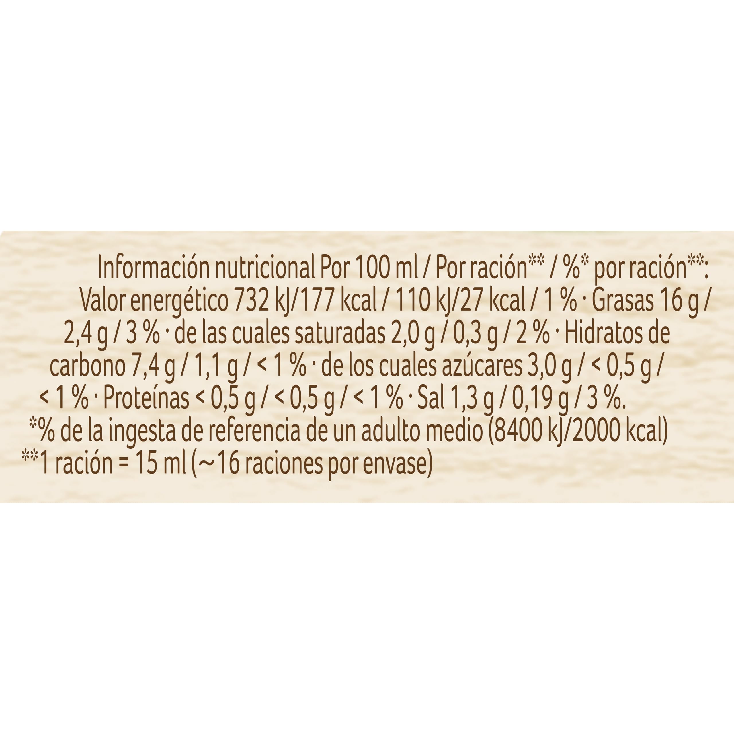 Ligeresa Salsa Bocabajo 60% menos de grasa Original Apta para vegetarianos 250 ml