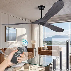 72 Inch Ceiling Fan Without Light ,Wood Outdoor Ceiling Fans for Patios Living Room Gazebo Modern Exterior Extra Large Waterproof Ceiling Fan No Light with Downrod(Grey)