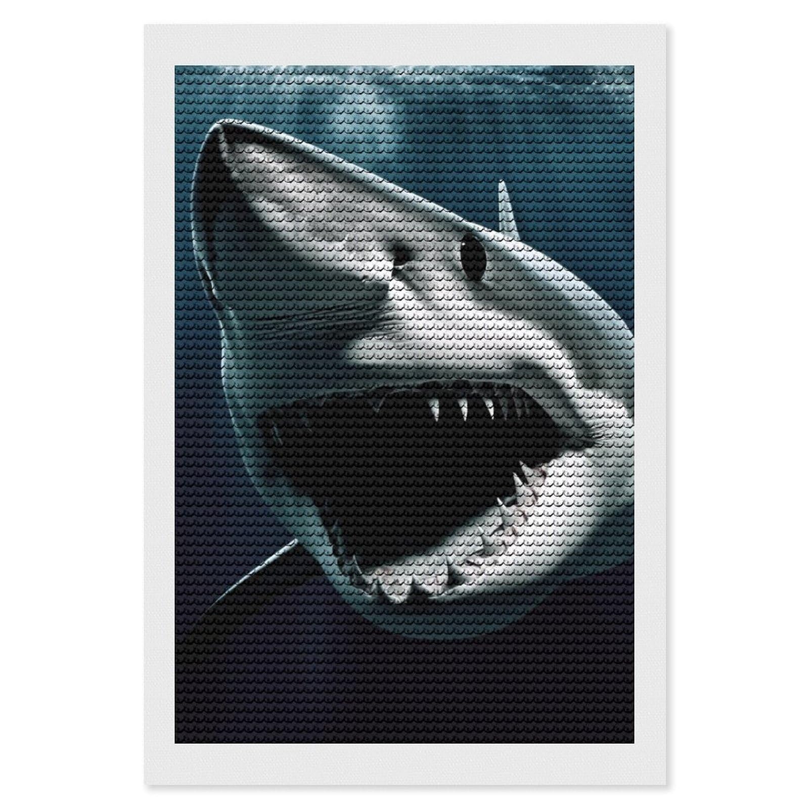 Shark Diamond Art Kits for Adults, DIY 5D Diamonds Painting Kits for Beginner, Round Full Drill Diamond Dots Painting, Diamonds Pictures Gem Art and Crafts Wall Decor 8"x12"