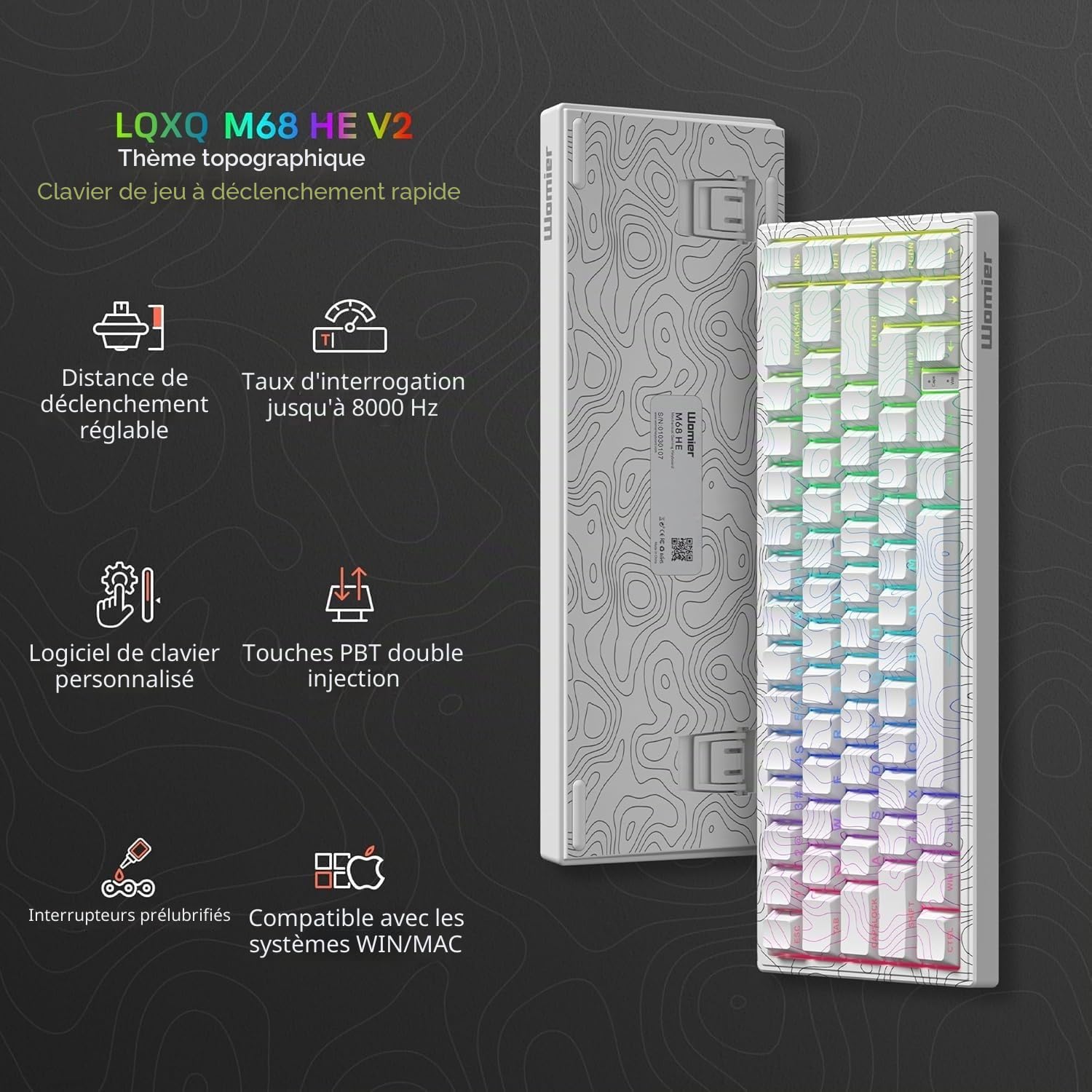 M68 HE V2 Clavier 60% Interrupteur magnétique Rapid Trigger Effet Hall