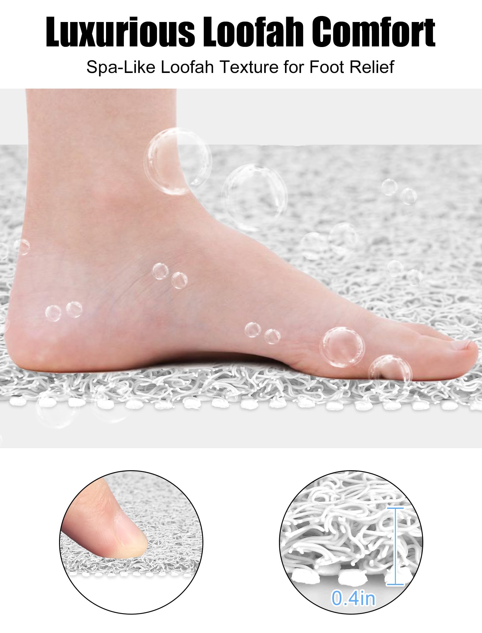nky 【Rutschfeste Duschmatte】120 x 80 cm große Duschmatten für Innendusche & Nassbereich – Weich-PVC-Luffa-Anti-Rutsch-Duschbodenmatte mit Abfluss für ältere Menschen