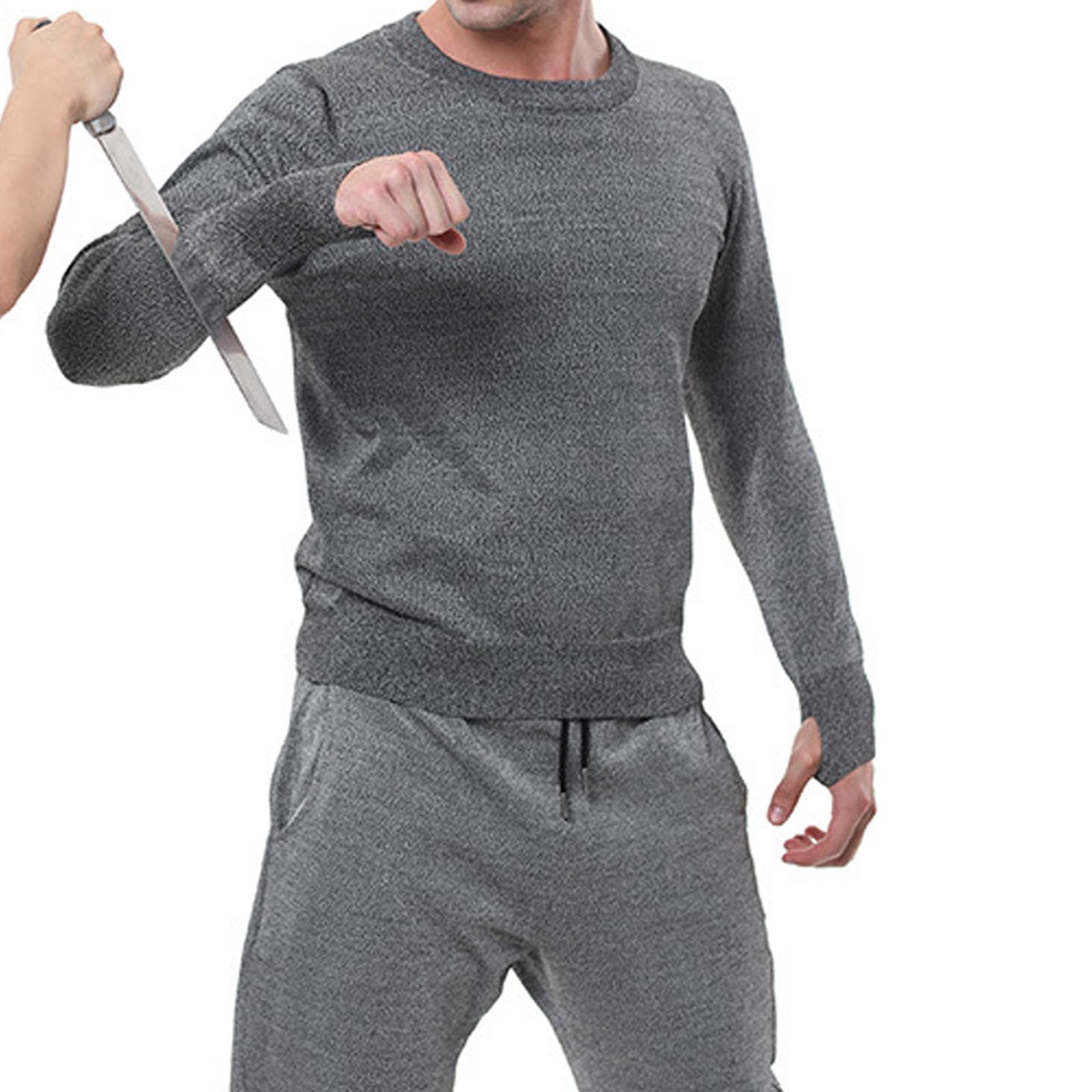 Stab Resistant Clothing,stab proof vest,Anti Slash Stab Short Sleeve Round Neck Safety Top,Long Sleeve Bite Tear, Anti Slash Stab Pe Grade 5,For Police & Security Staff-long sleeves-XXL