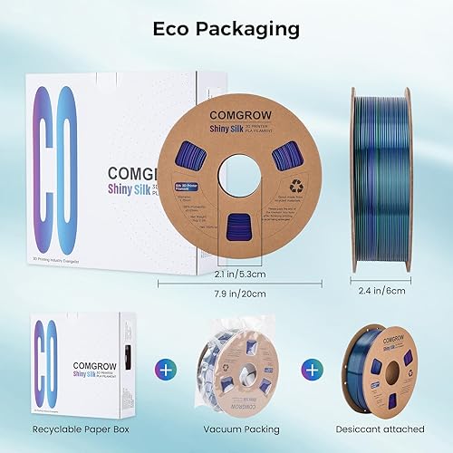 Miniatura 10 de Comgrow Filamento de impresora 3D de ácido poliláctico (PLA), filamento de impresora 3D de 0.069 in, color rojo, filamento de carrete de 2.2 libras,