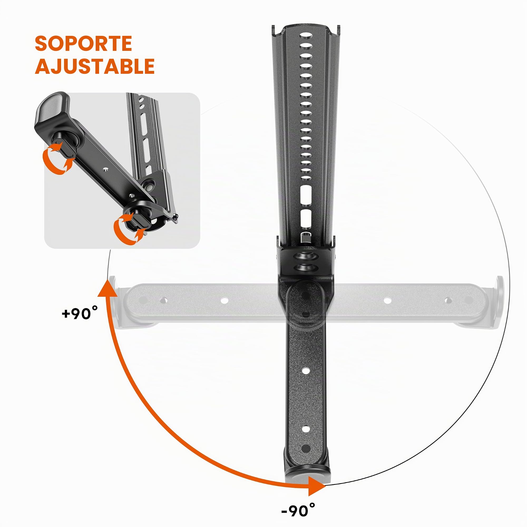 PUTORSEN Soporte Barra Sonido con para Barra de Sonido de hasta 15 kg, Soporte Universal de Barra de Sonido para Montaje sobre o bajo TV, Negro