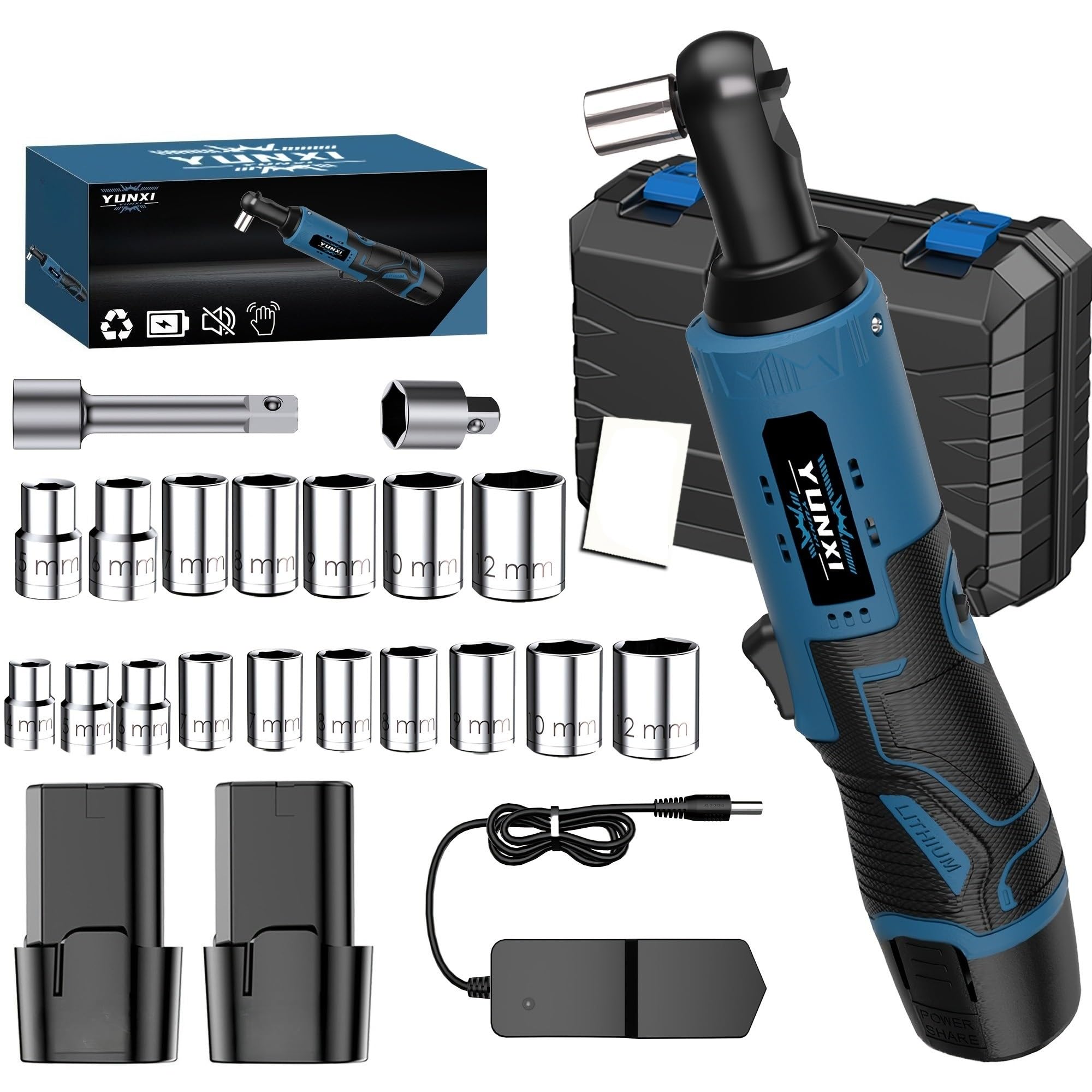 Wireless electric ratchet wrench set, brushless electric ratchet wrench, suitable for home and car repairs, a holiday gift for men, optional. (luxury set)