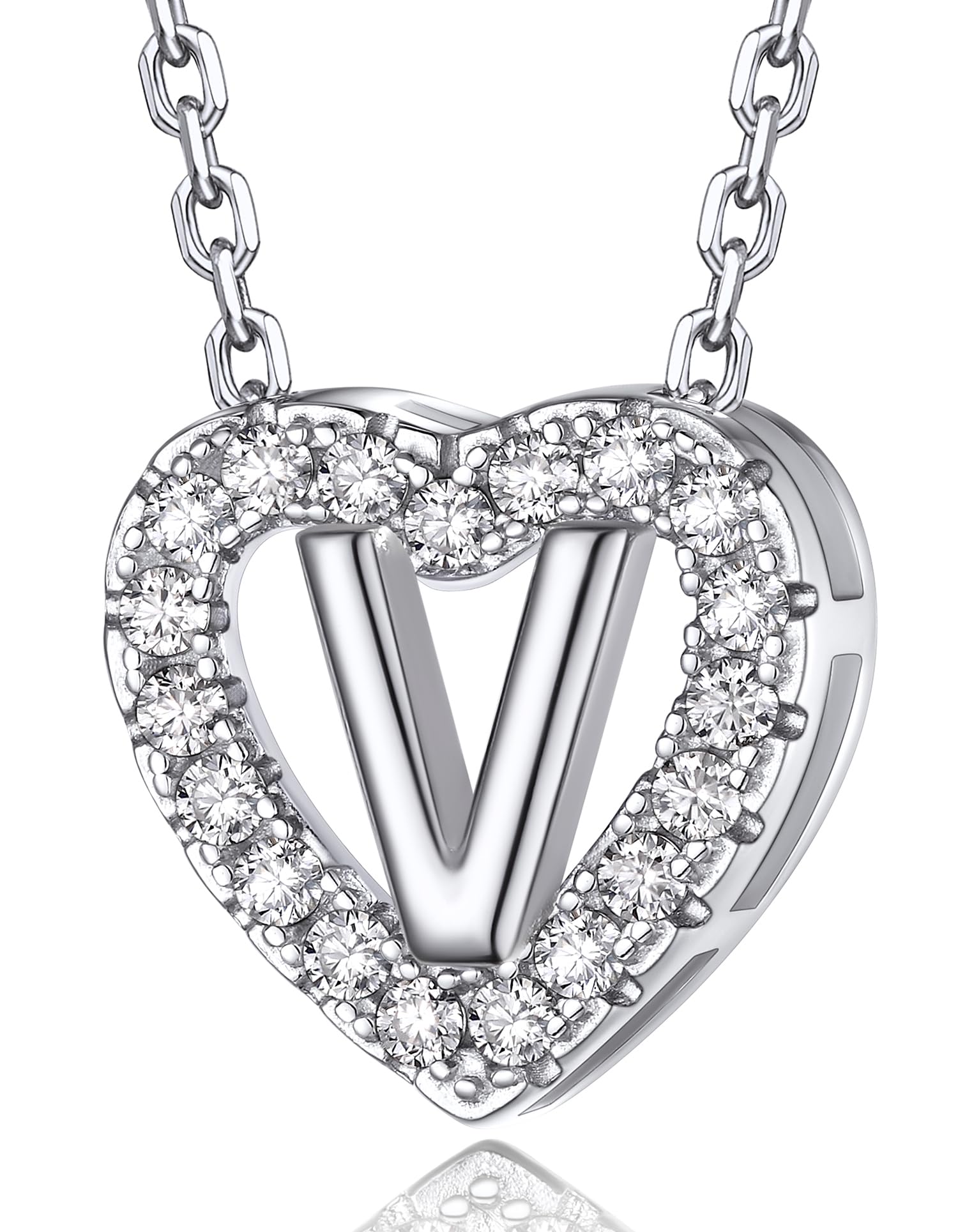 MomentWish Herz Kette mit Buchstaben A-Z Anhänger, Moissanit Diamant Initialen Halskette Damen,Personalisierte Geburtstagsgeschenk für Frauen Damen Weihnachtsgeschenke