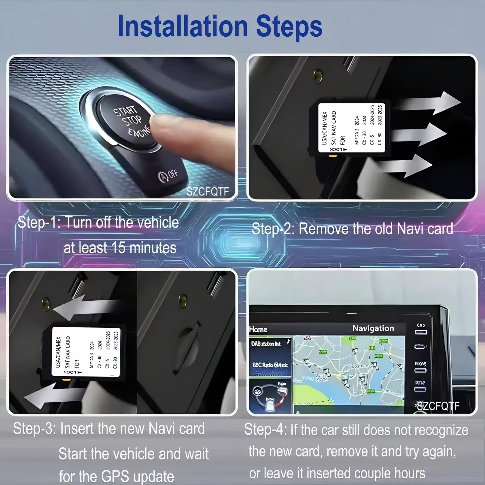 Navigations-Speicherkarte kompatibel mit Maz*da 2016–2020 CX-5 / CX-9, 2014–2018 Maz*da 3, 2016–2023 Maz*da 6 / CX-3 / MX-5, verbesserte USA/CAN/MEX Karten