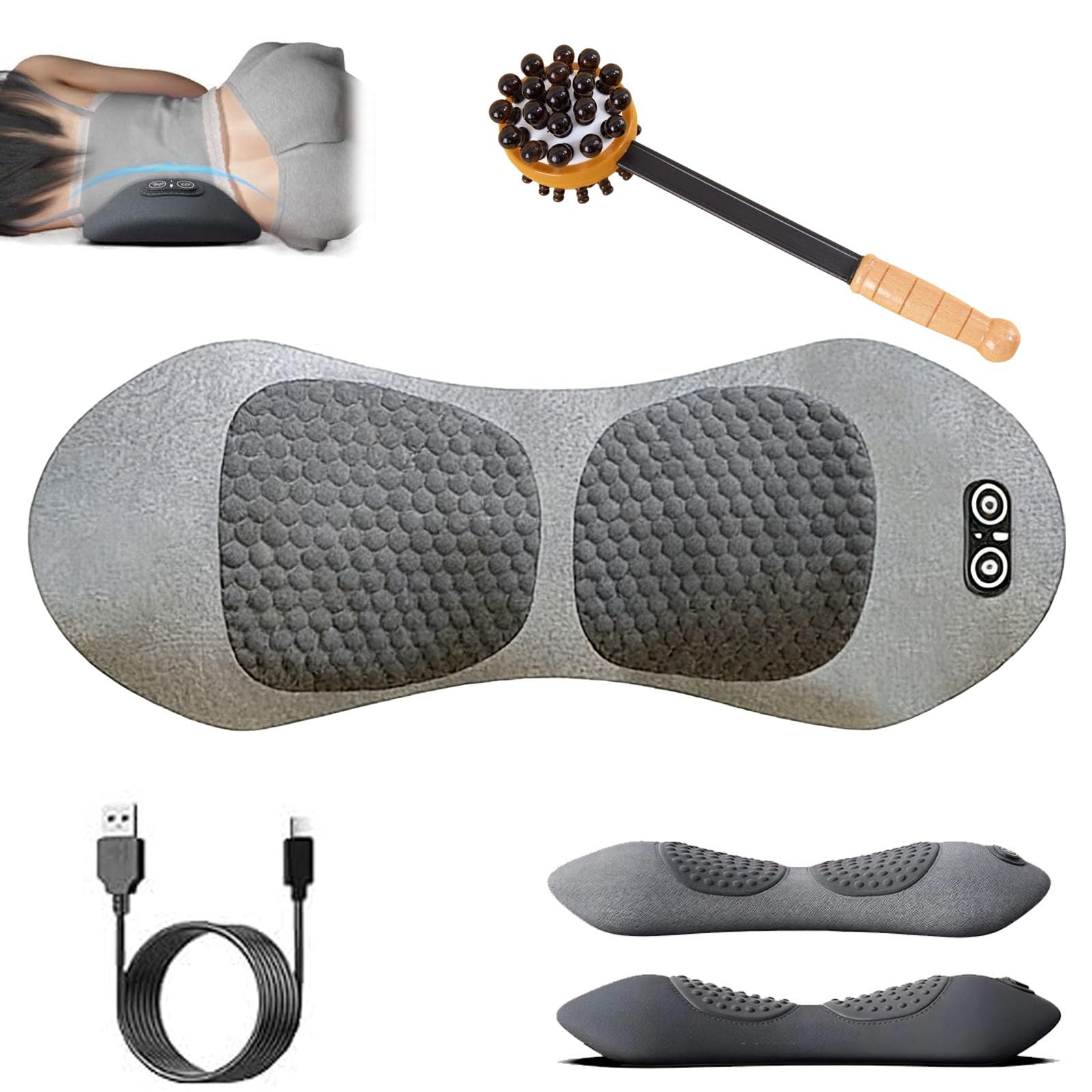 3 In 1 Massage Pad, Rückenmassagegerät Unterer Rücken Mit Wärme/Vibration/Lendenwirbelstütz Um Druck Aus Dem Unteren Rücken Zu Nehmen Und Verspannte Muskeln Zu Lockern (B)