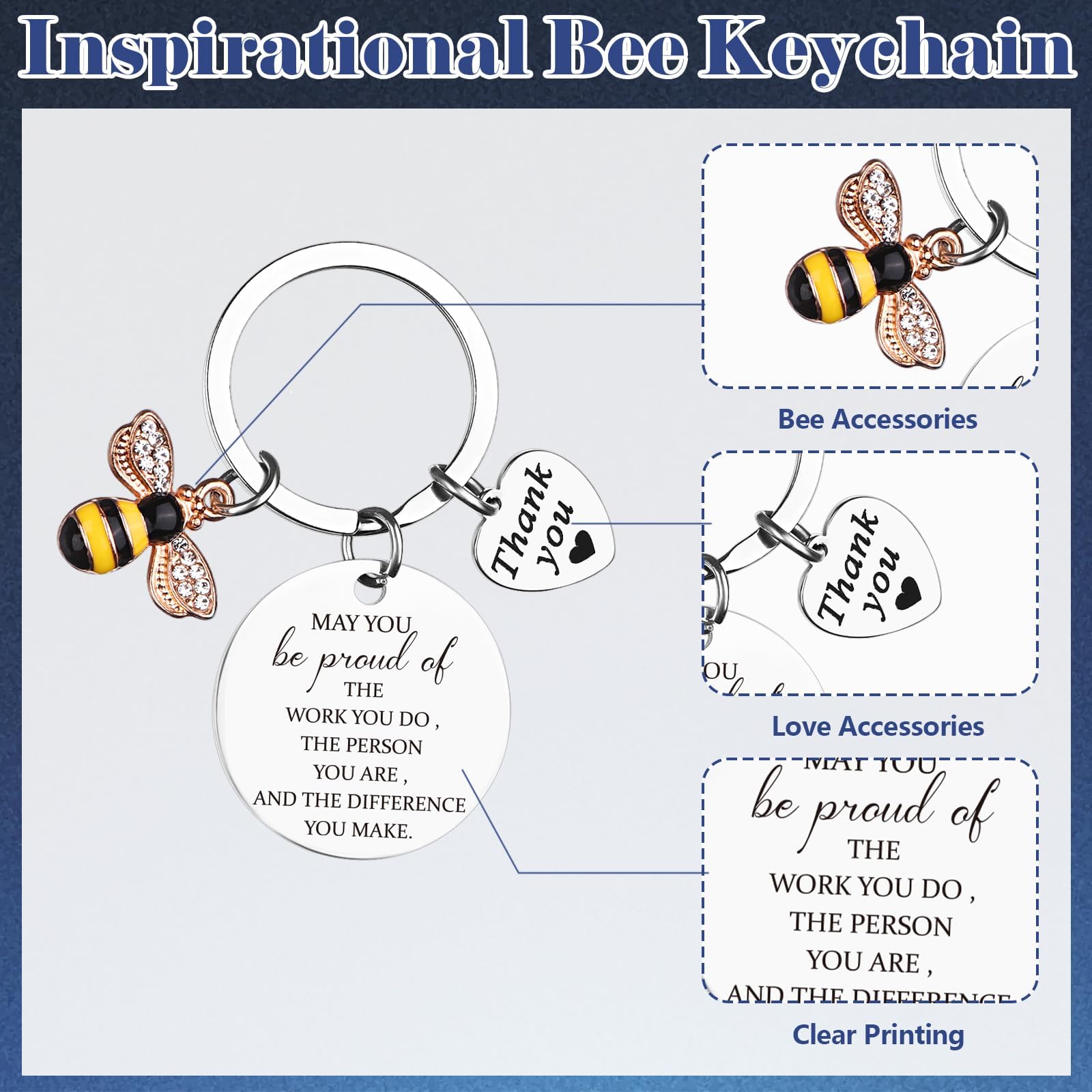 4 Pcs Teacher Appreciation Gifts Bulk Motivational Notebook with Inspirational Keyring Best Teacher Gifts Pen Thank You Card Inspirational Thank You Teacher Gift for Women Coworkers Teaching Gifts - Image 4
