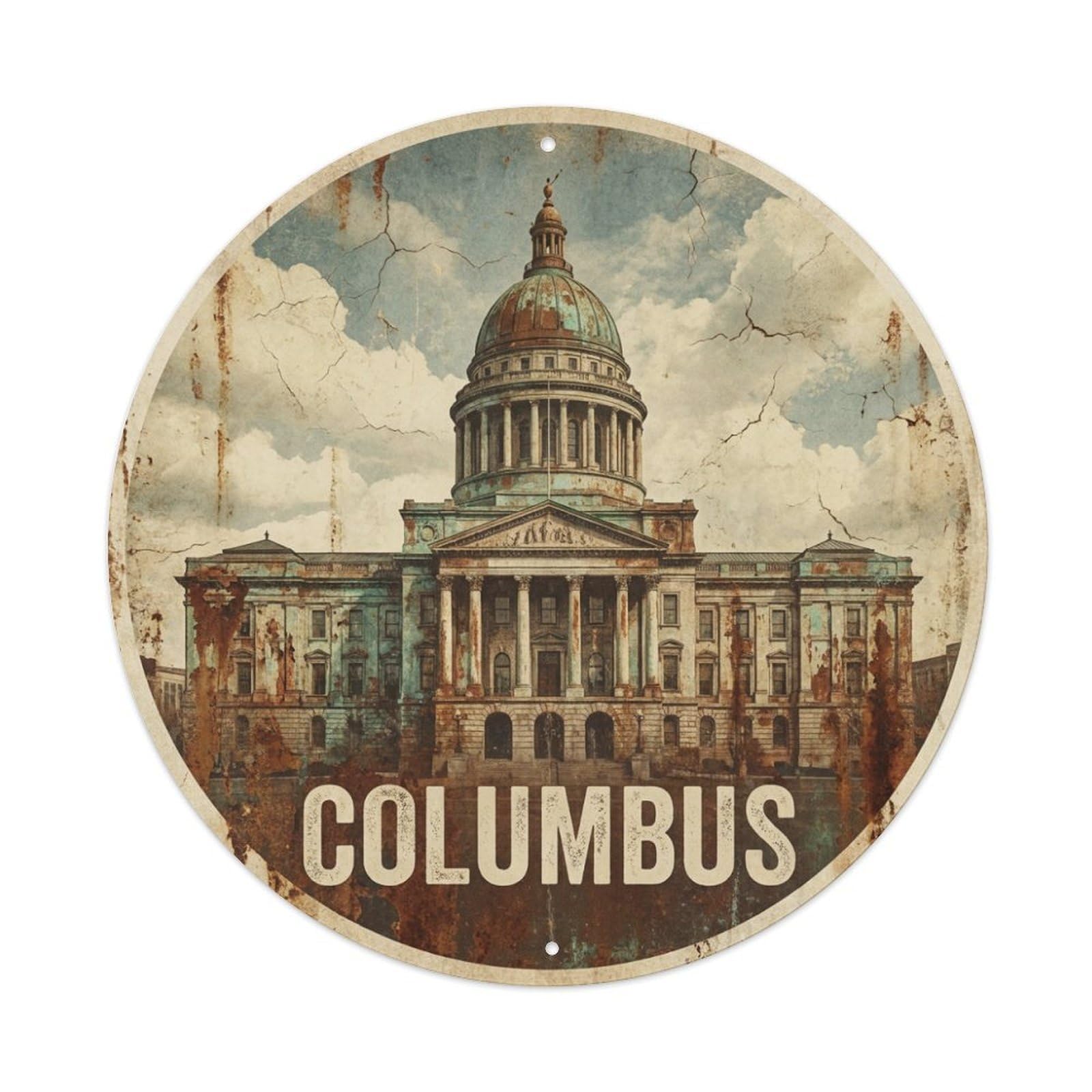 Tgrcjimh Style Metal Tin Sign Usa Retro Travel Columbus