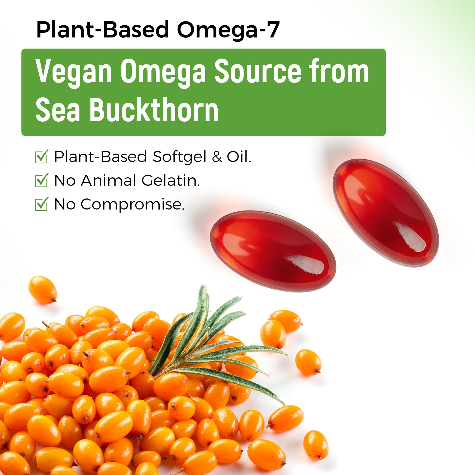 Organic Omega 7 Sea Buckthorn Oil Capsules - Omega 7, 3-6-9 Supplements for Skin, Eye, Hair & Nail Health, Hydration & Wellness Support,USDA-Certified, 30 Softgels, Travel-Friendly — Amazon image 2