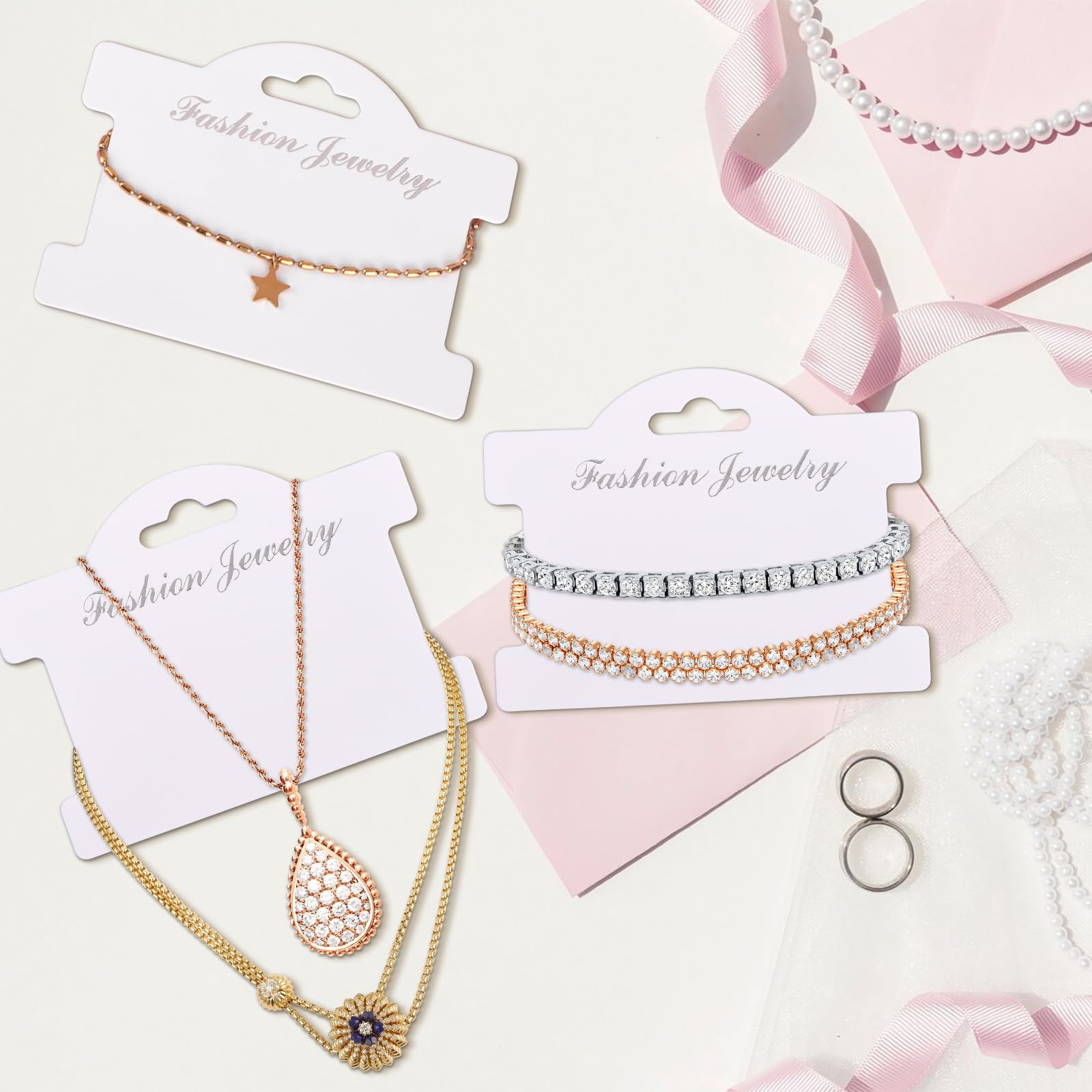 100 Stück Schmuck Display Karten - Weißes Kraftpapier Für Armbänder & DIY