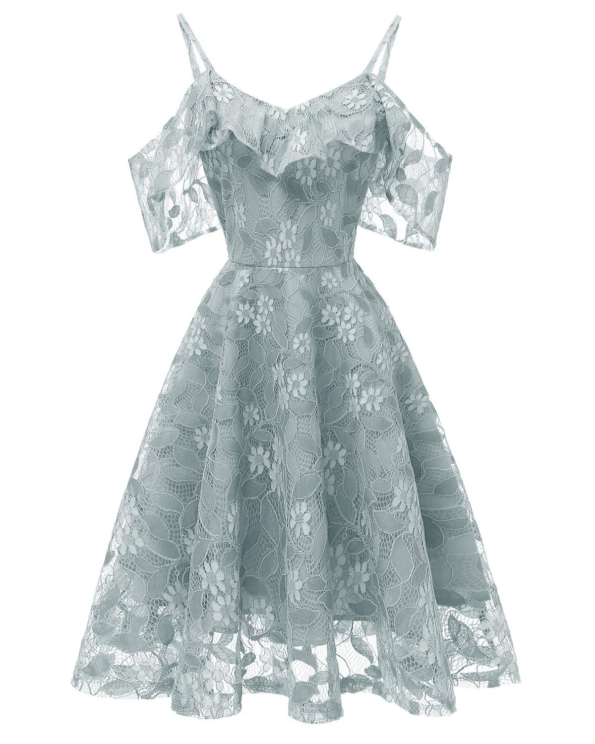 Womens Vintage Lace Floral Wedding Party Dress