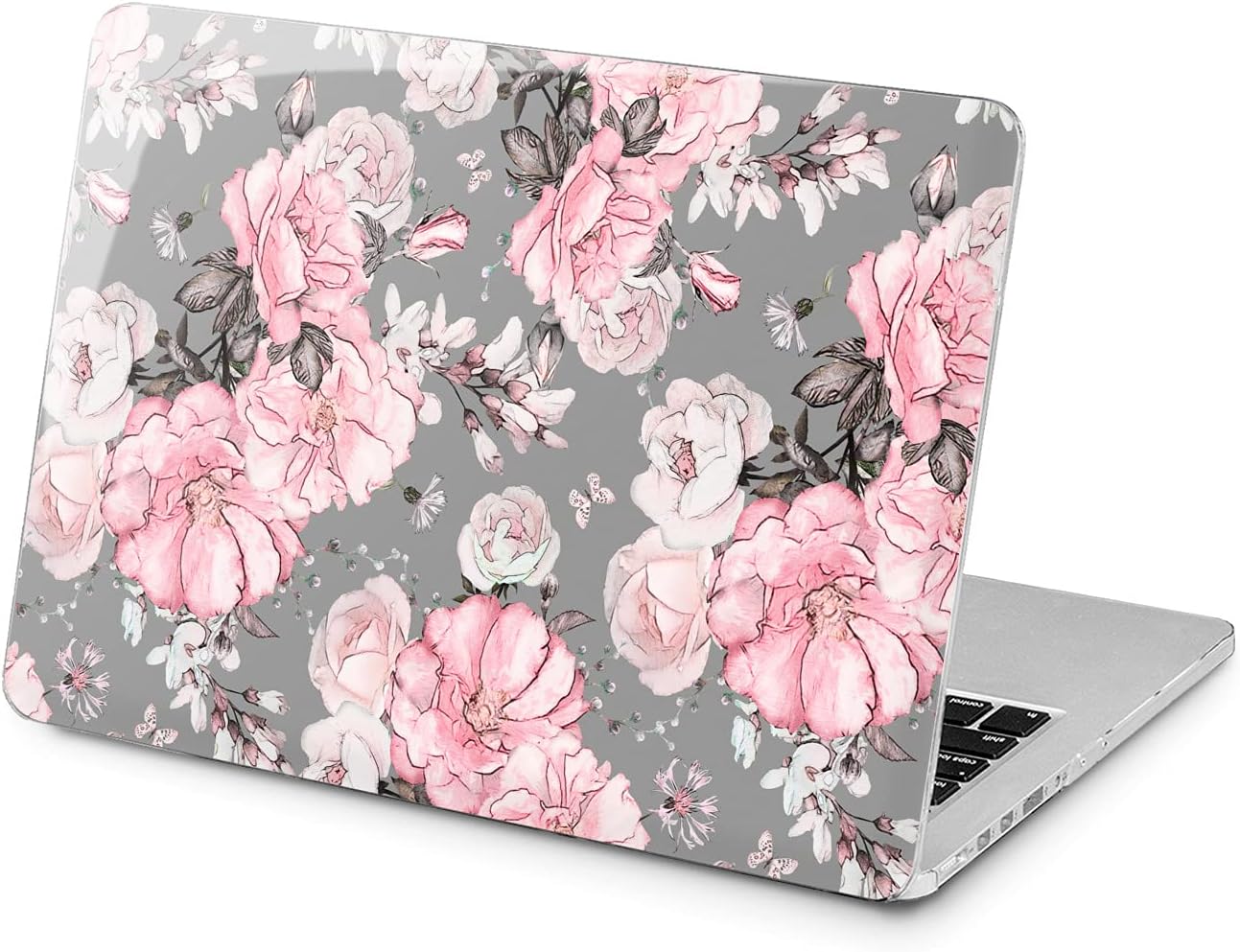 Hard Case Compatible for MacBook Pro 16 14 M3 M2 2023 M1 Pro 13 2022 Air 13 2021 Retina 2020 Mac 11 12 Design Pink Cute Pretty Print Girl Flowers Floral Protective Roses Cover Laptop Grey