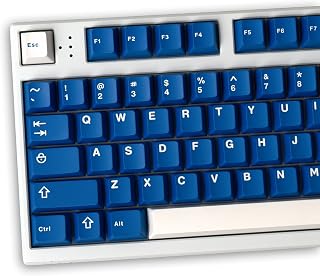 Blue White Keycaps Set 132 Keys Cherry Profile Doubleshot Custom Keycaps for Cherry MX 60% 65% 70% 75% 95% Mechanical Keyboards